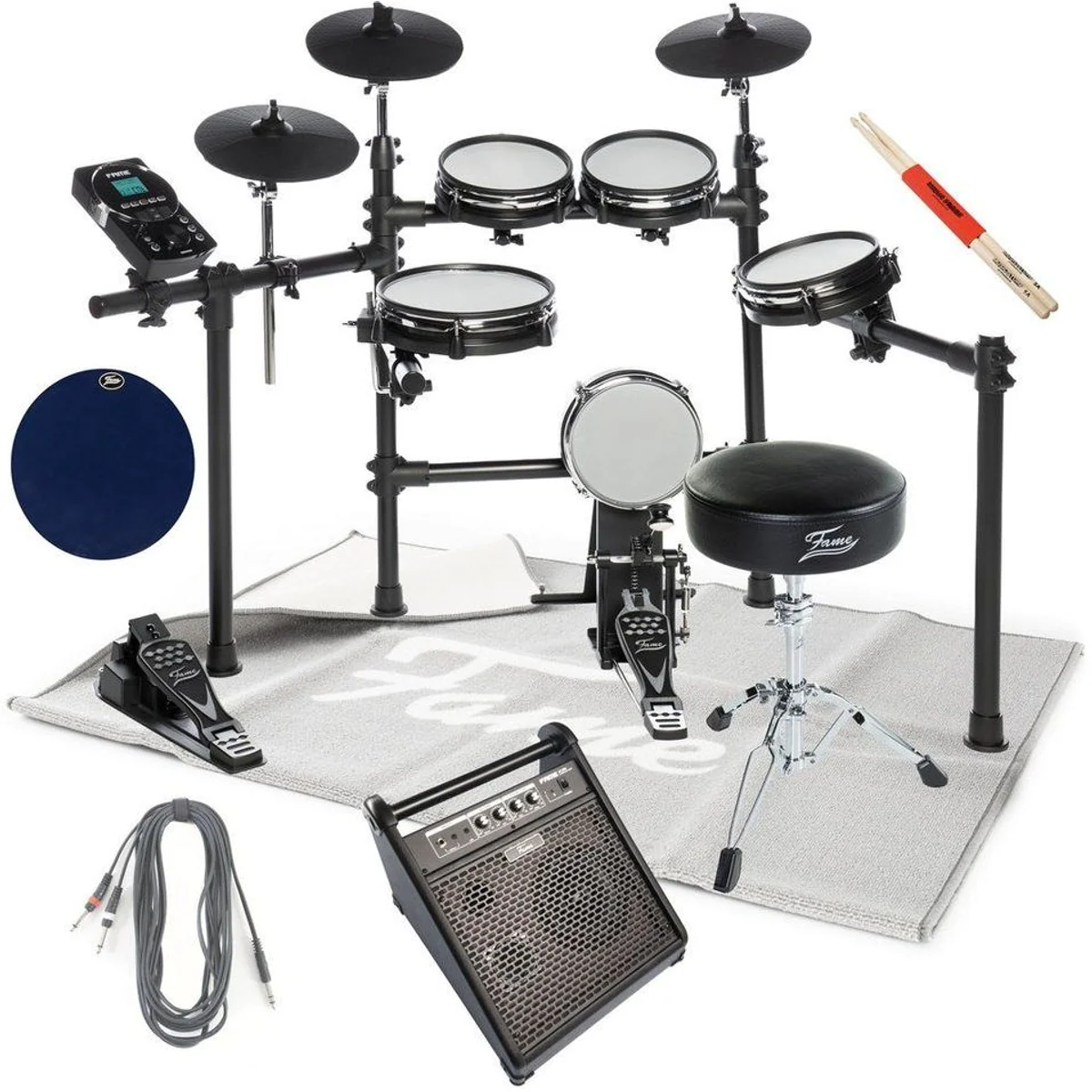 FAME DD-6600 E-Drum Set, 40 Drumkits, Mesh Pads, Recording-Funktion