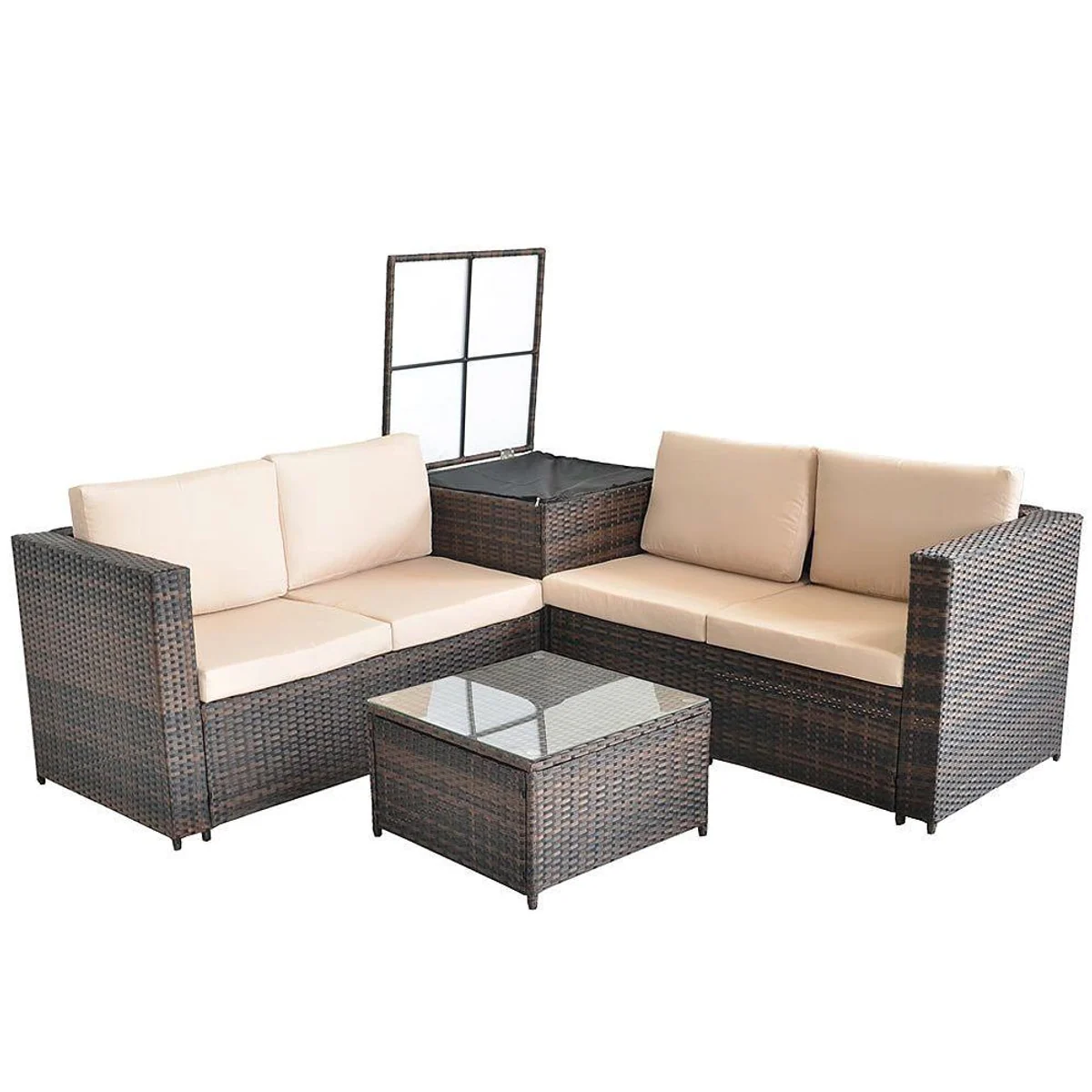Feel2Home Garten-Essgruppe, stilvolles Design mit Kissenbox und Tisch