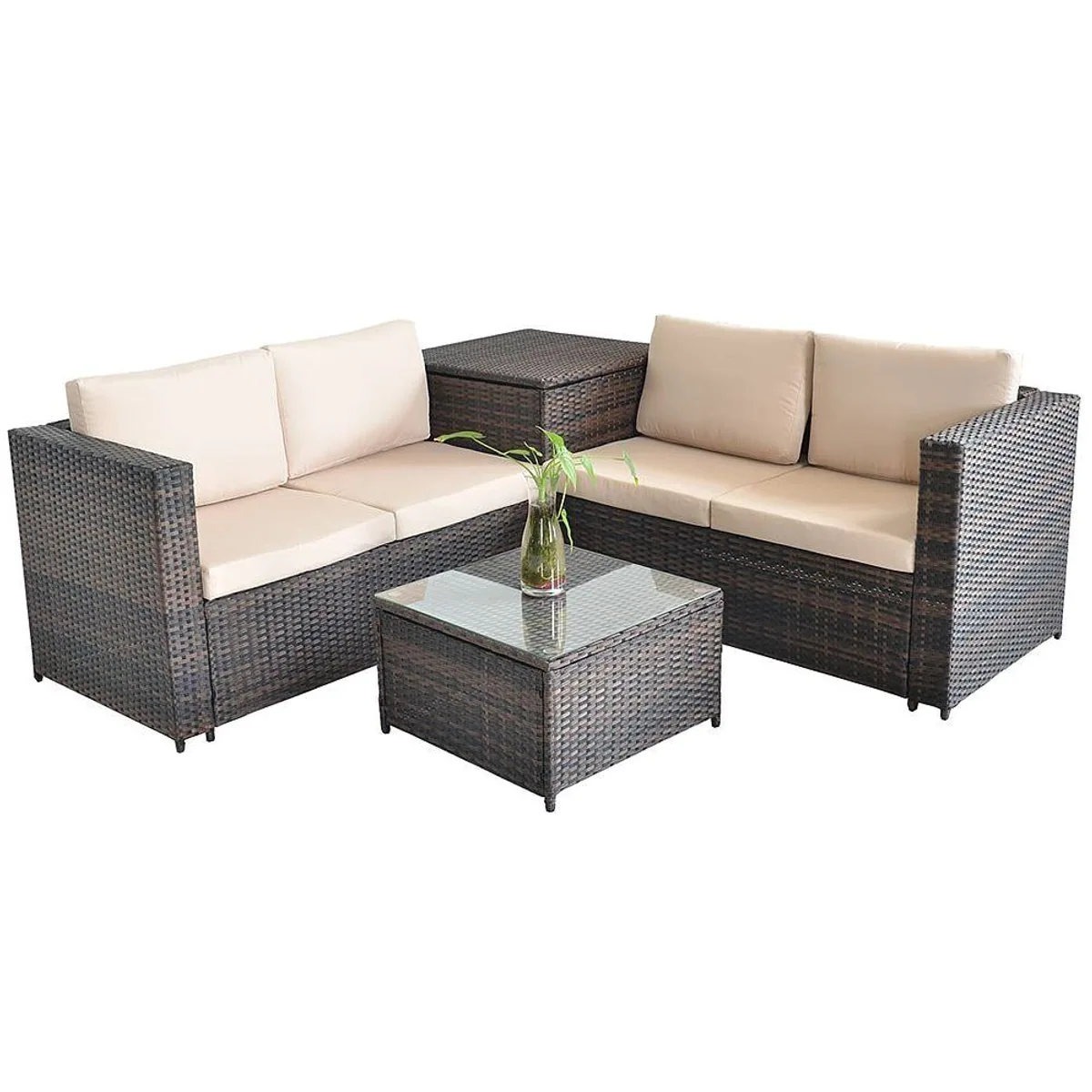 Feel2Home Garten-Essgruppe, stilvolles Design mit Kissenbox und Tisch 3
