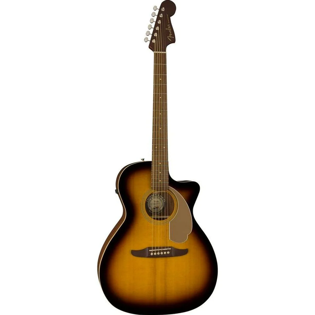 Fender Newporter Player WN Sunburst, kompakte Westerngitarre, ausgewogener Sound, Fishman-Tonabnehmer
