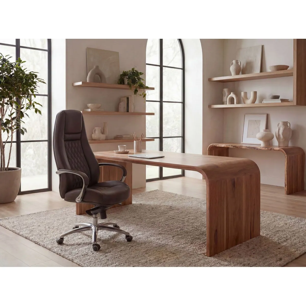 FINEBUY Chefsessel AUSTIN, ergonomisch, Echtleder, hohe Rückenlehne 2