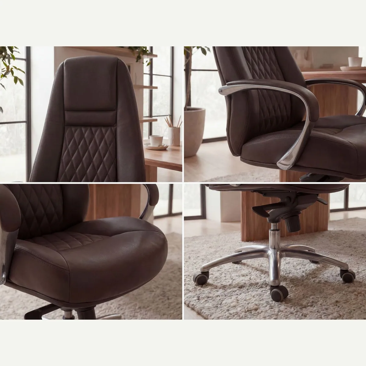 FINEBUY Chefsessel AUSTIN, ergonomisch, Echtleder, hohe Rückenlehne 4