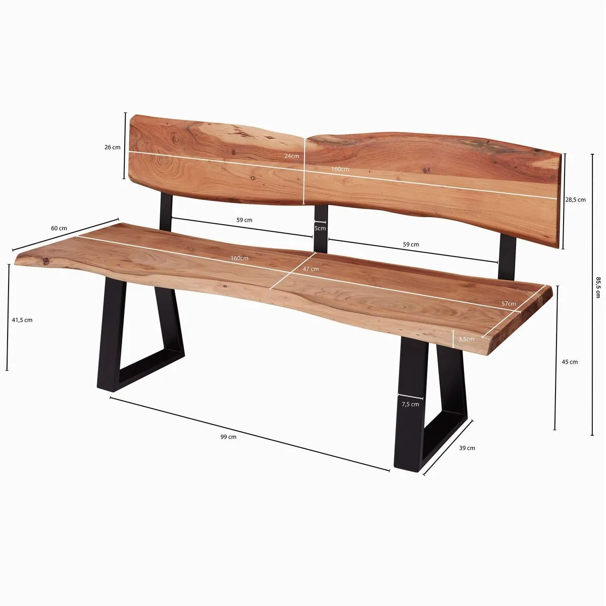 FINEBUY Essbank FB51354, vielseitig, modern, robust 3