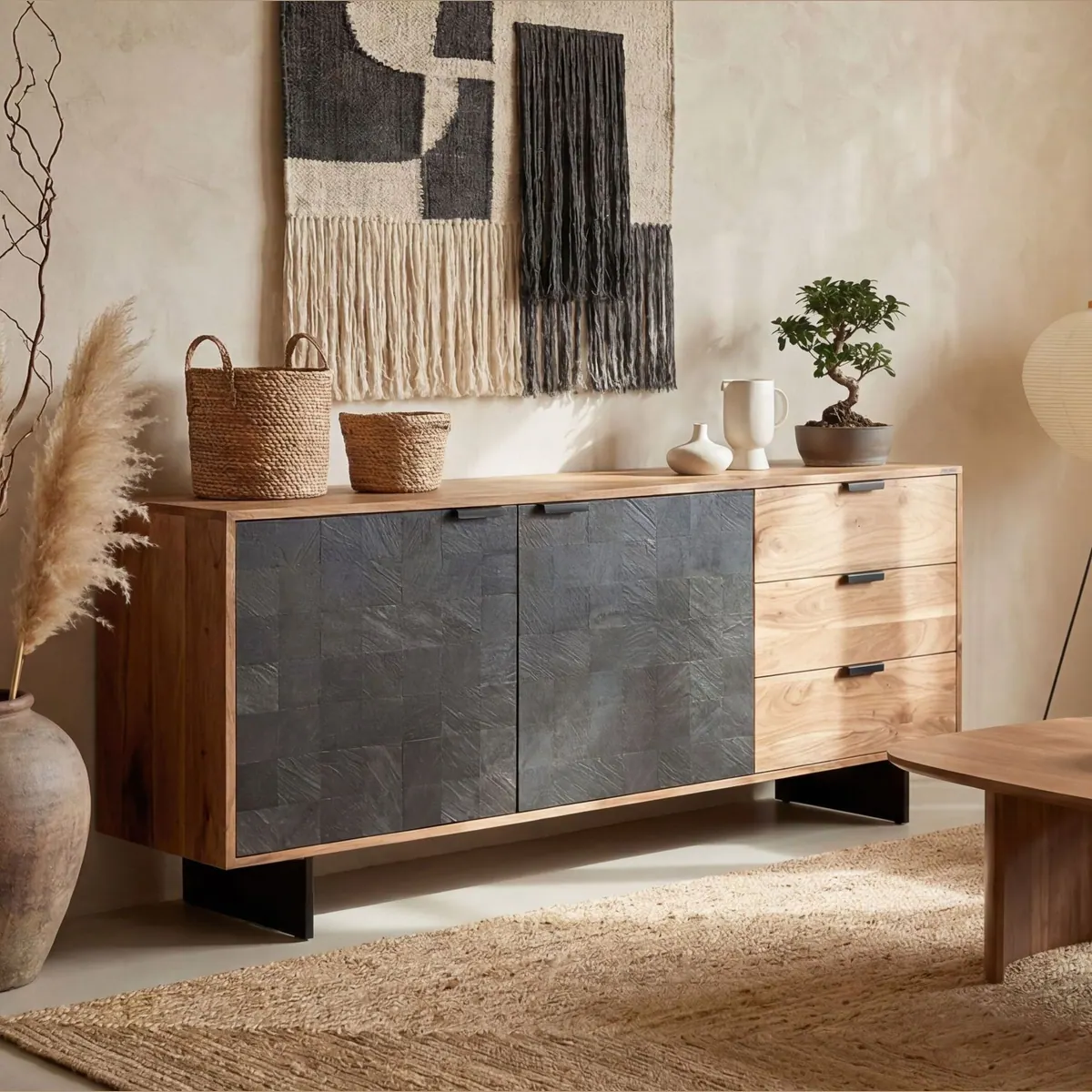 FINEBUY Sideboard FB109846, modernes Design, viel Stauraum, handgefertigt
