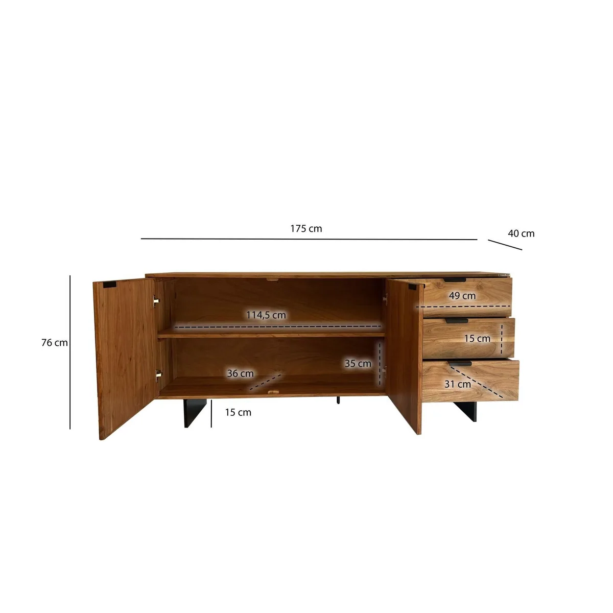 FINEBUY Sideboard FB109846, modernes Design, viel Stauraum, handgefertigt 3
