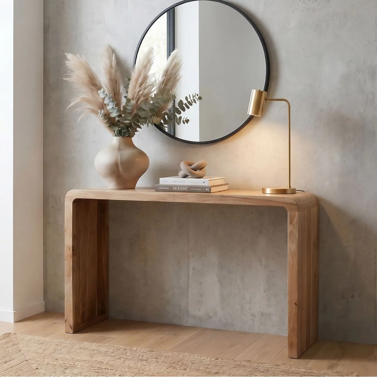 FINEBUY Konsolentisch FB117941, elegantes Design, massives Holz, handgefertigt