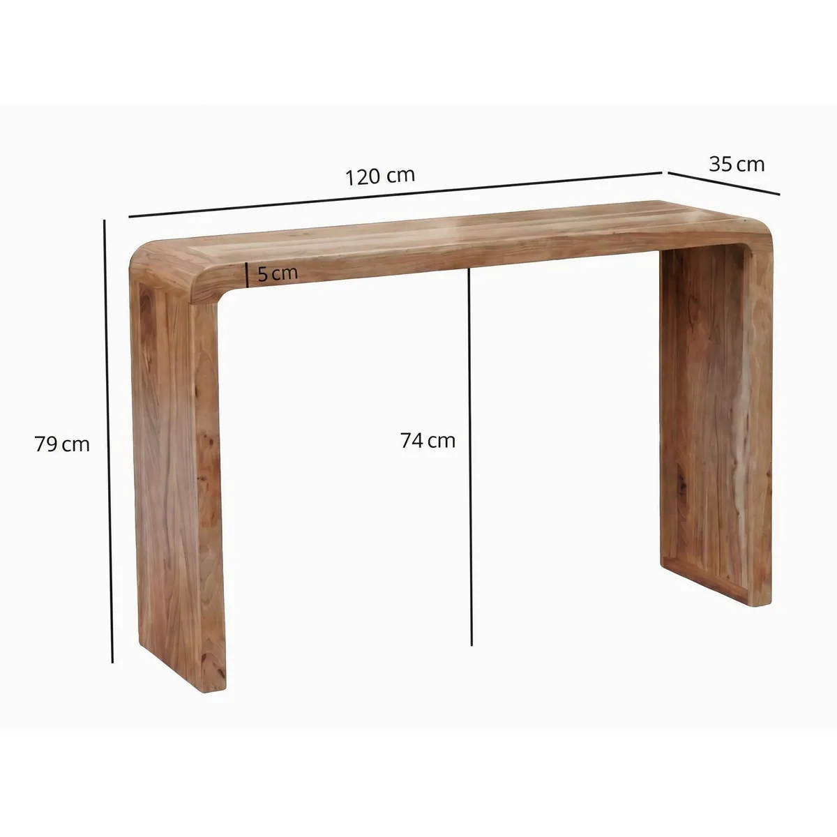FINEBUY Konsolentisch FB117941, elegantes Design, massives Holz, handgefertigt 3