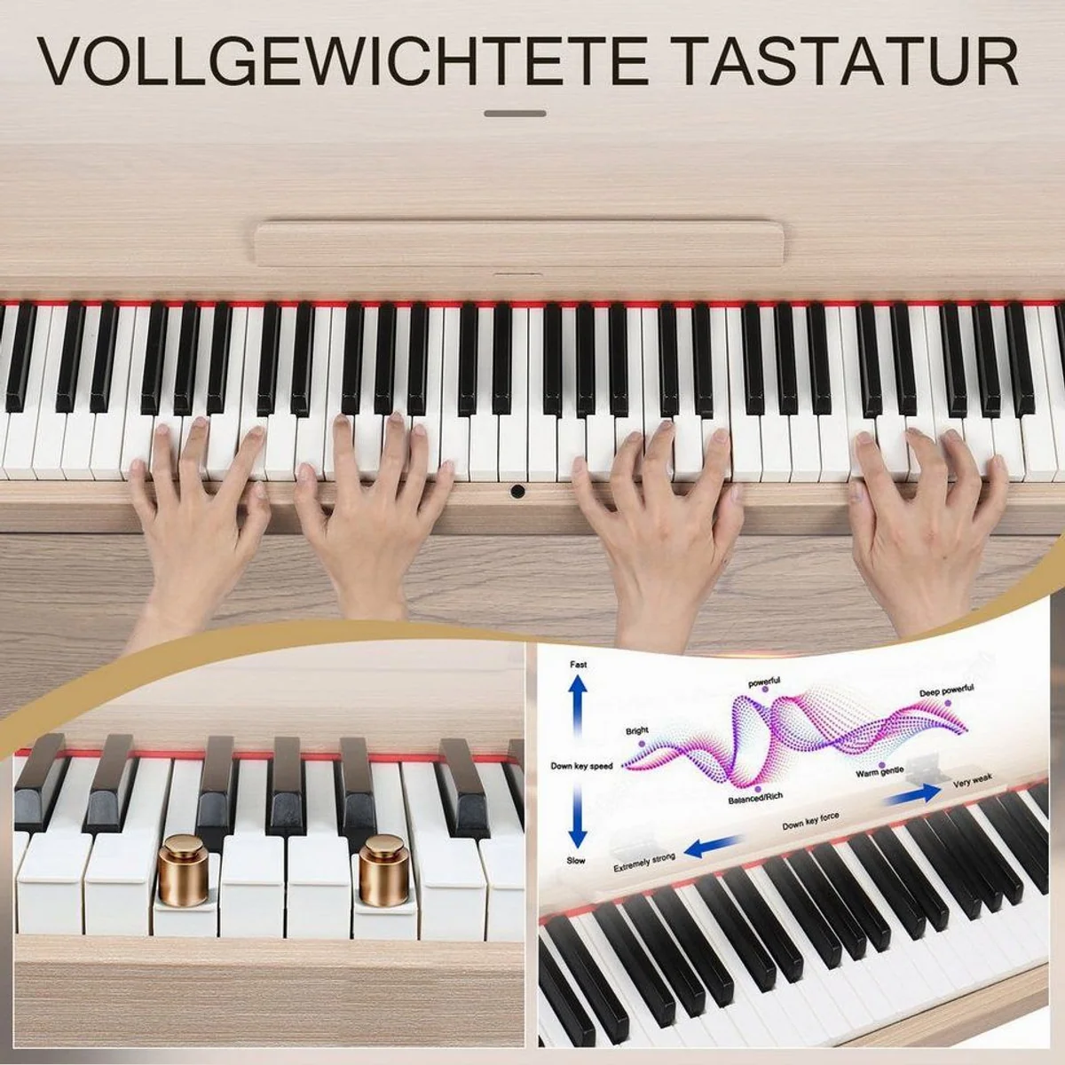 Fine Life Pro GDP-203 Digitalpiano, 88 gewichtete Tasten, Bluetooth & MIDI-Konnektivität 2