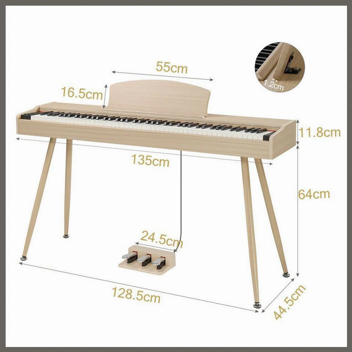 Fine Life Pro GDP-203 Digitalpiano, 88 gewichtete Tasten, Bluetooth & MIDI-Konnektivität 3