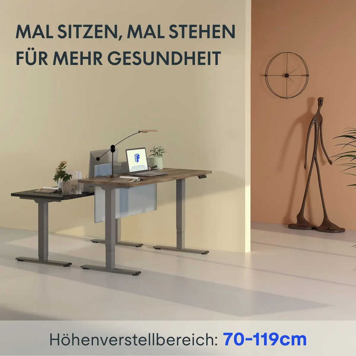 FLEXISPOT Basic Plus Schreibtisch, elektrisch höhenverstellbar, stabil & benutzerfreundlich 2