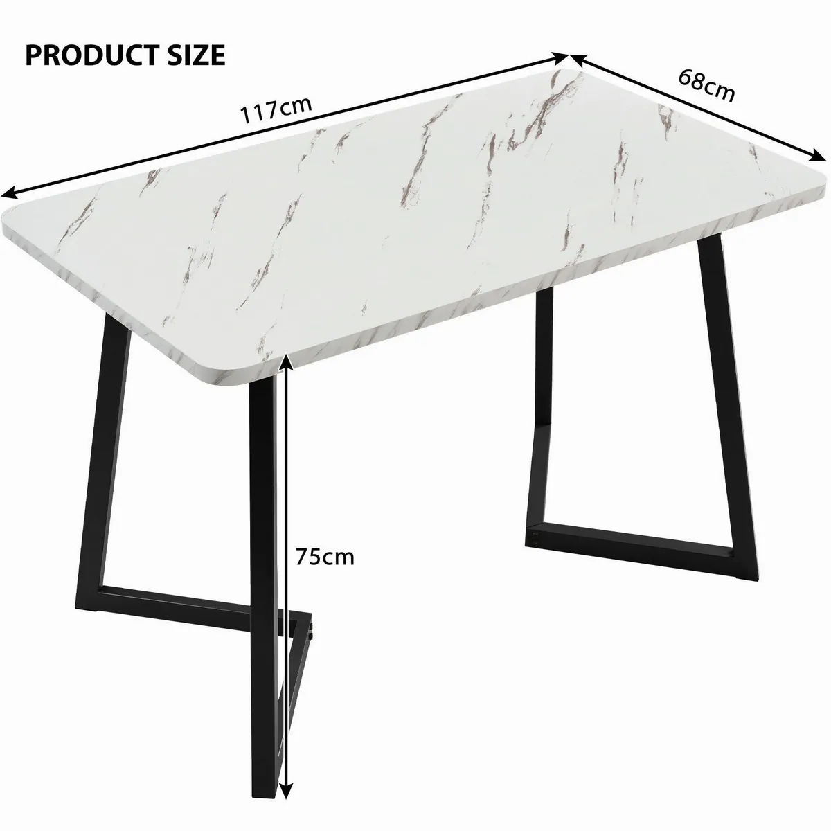 Flieks Esstisch, rechteckig, Marmoroptik, Metallbeine — ideal für Küche und Büro 2