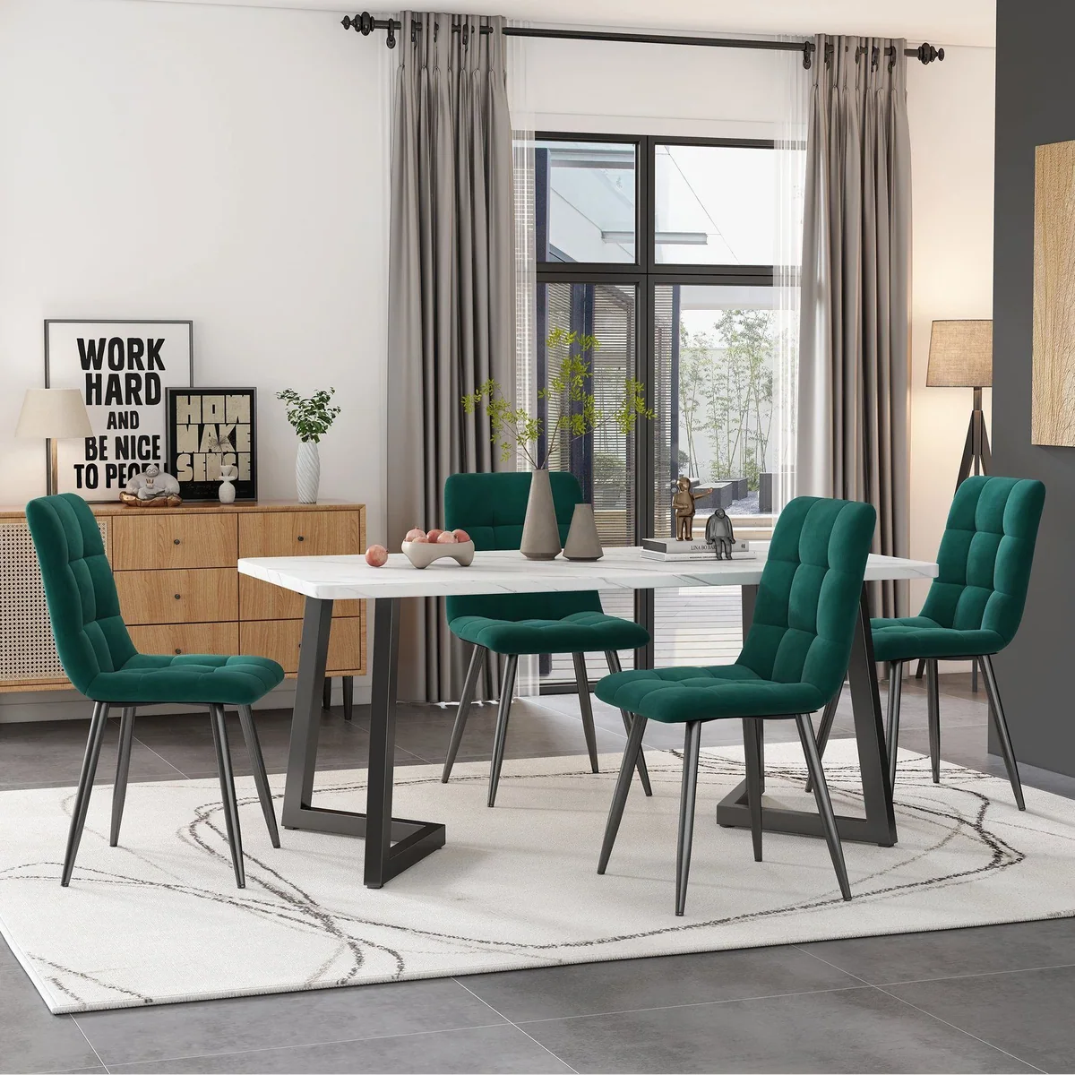 Flieks Esstisch, rechteckig, Marmoroptik, Metallbeine — ideal für Küche und Büro 4