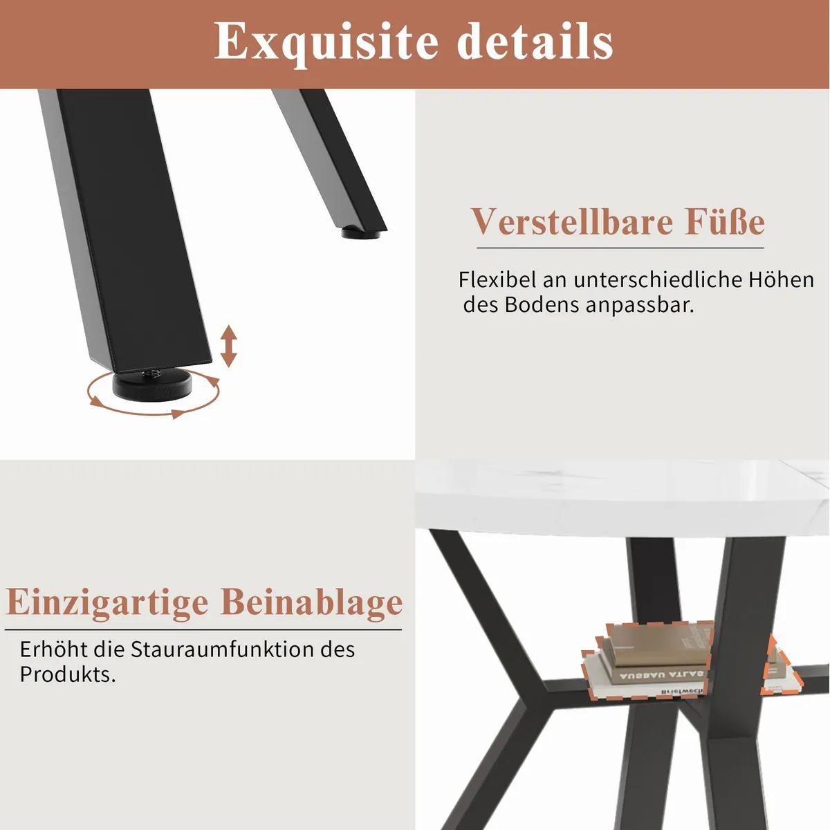 Flieks Essgruppe runder Esstisch mit 4 Stühlen, 5-teiliges Set, stilvoll & funktional 5