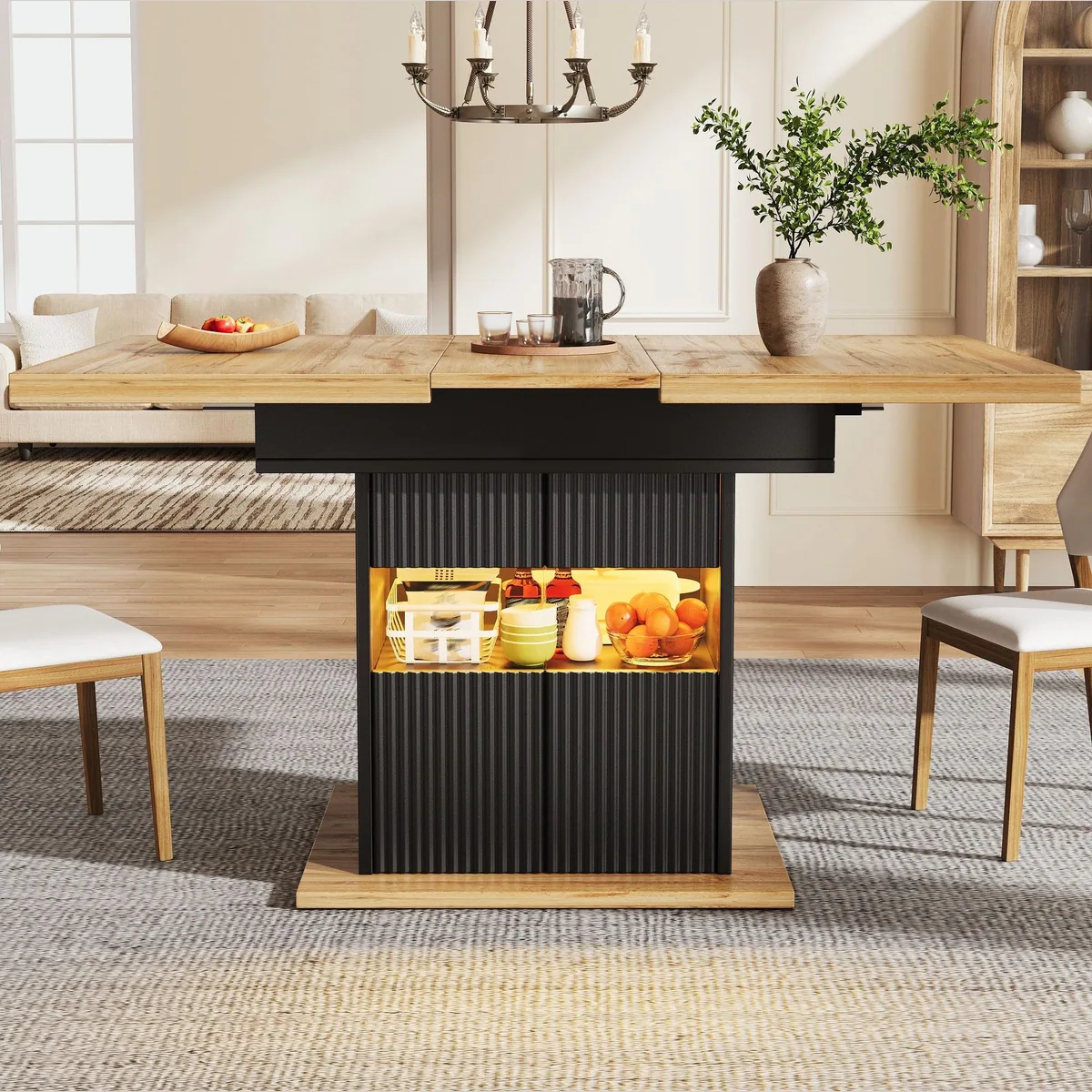 Flieks Esstisch ausziehbar, moderne LED-Beleuchtung, erweiterbar von 110-140 cm 3