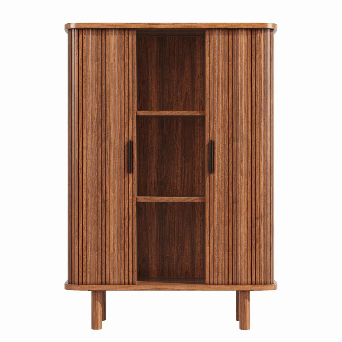 Flieks Hochschrank Mehrzweckschrank, 9 Fächer, Schiebetüren — stilvolles Design, hohe Funktionalität, Massivholzbeine 4