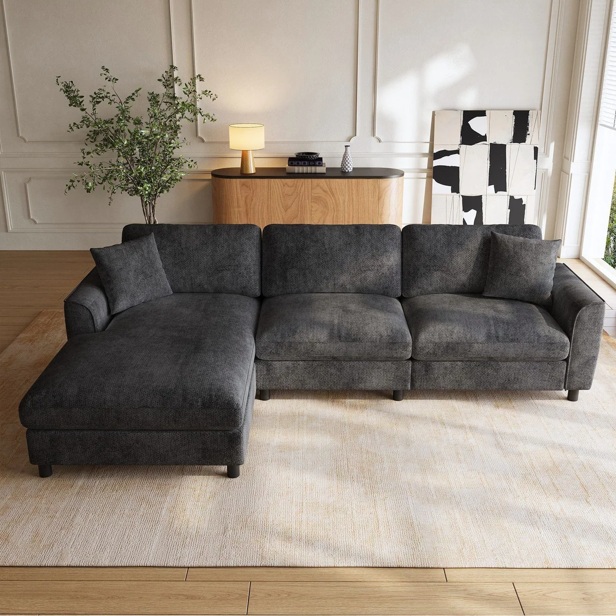 Flieks Ecksofa L-Form 3-Sitzer, modulare Wolkenform mit wechselbarer Chaiselongue 2