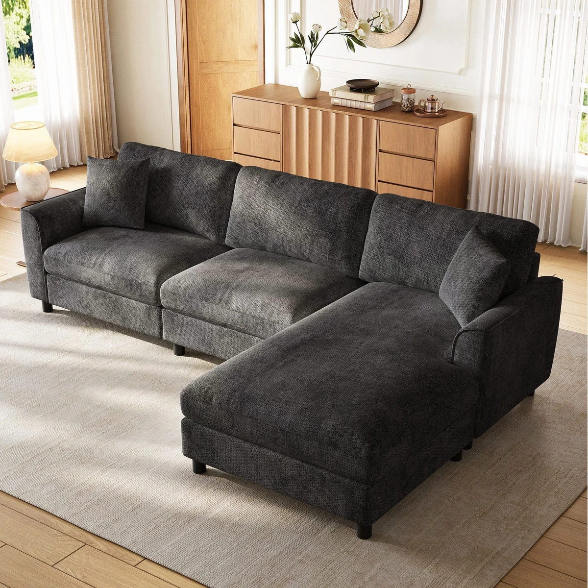 Flieks Ecksofa L-Form 3-Sitzer, modulare Wolkenform mit wechselbarer Chaiselongue 3