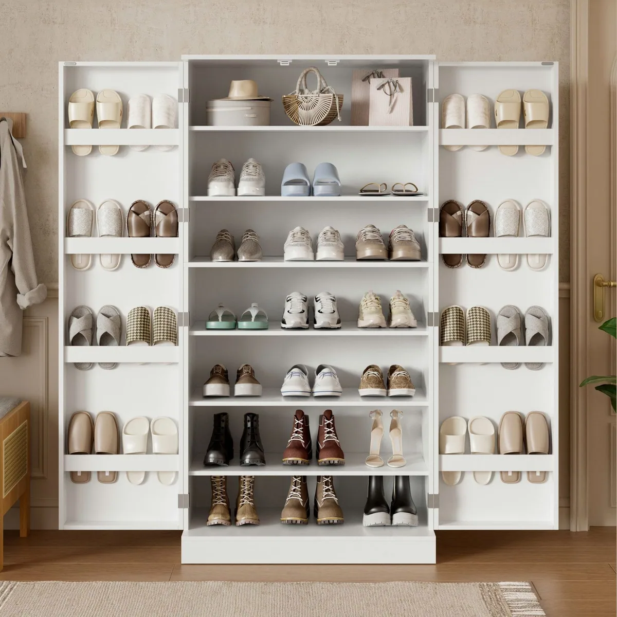 Flieks Schuhschrank, 7 Ebenen, verstellbare Böden, Kipp-Schutz — vielseitig und platzsparend