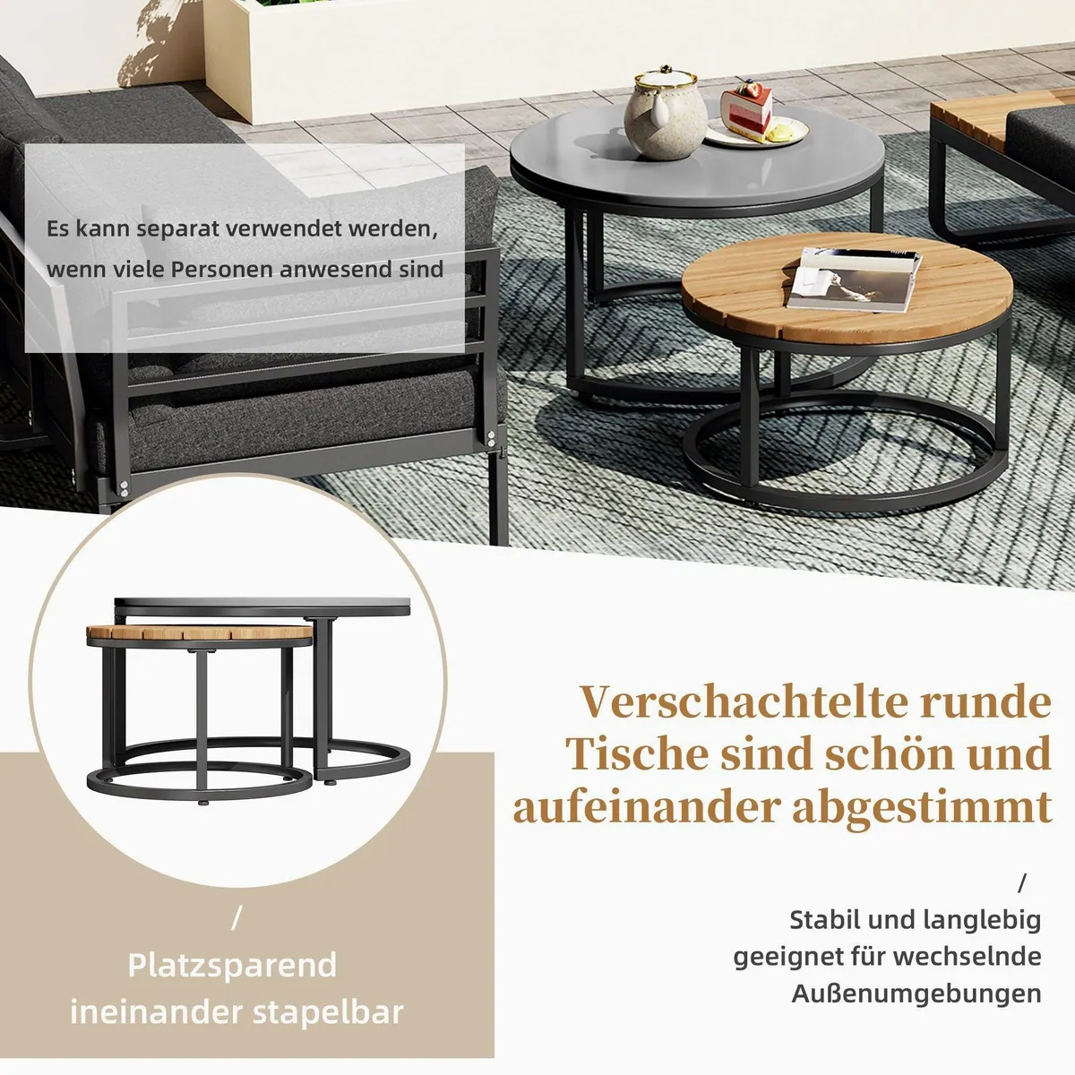 Flieks Gartenlounge-Set, 5-Sitzer Möbel, inkl. Tisch und Kissen 4