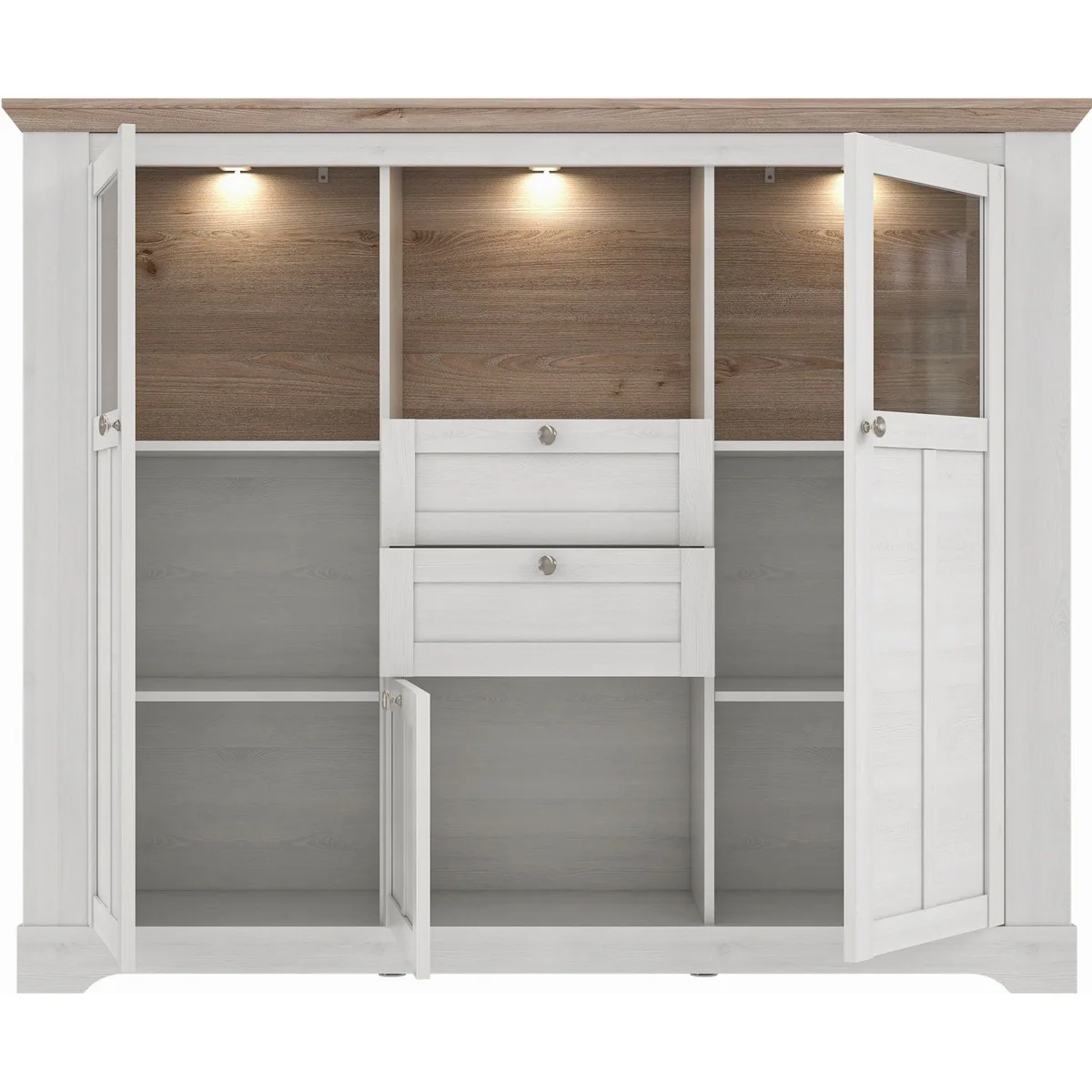 FORTE Highboard Iloppa, moderner Landhausstil, hochwertige Verarbeitung, mit Beleuchtung 3