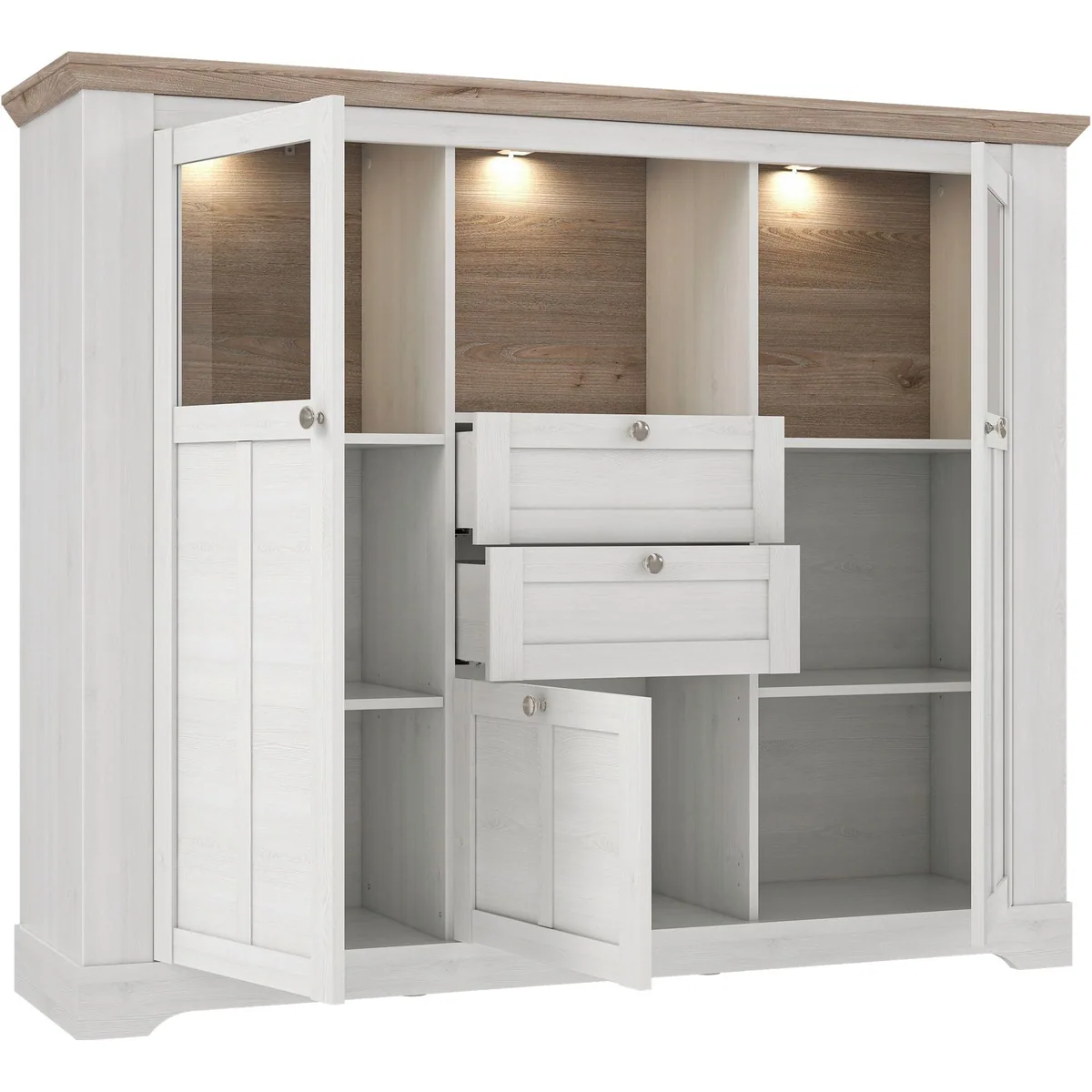 FORTE Highboard Iloppa, moderner Landhausstil, hochwertige Verarbeitung, mit Beleuchtung 4