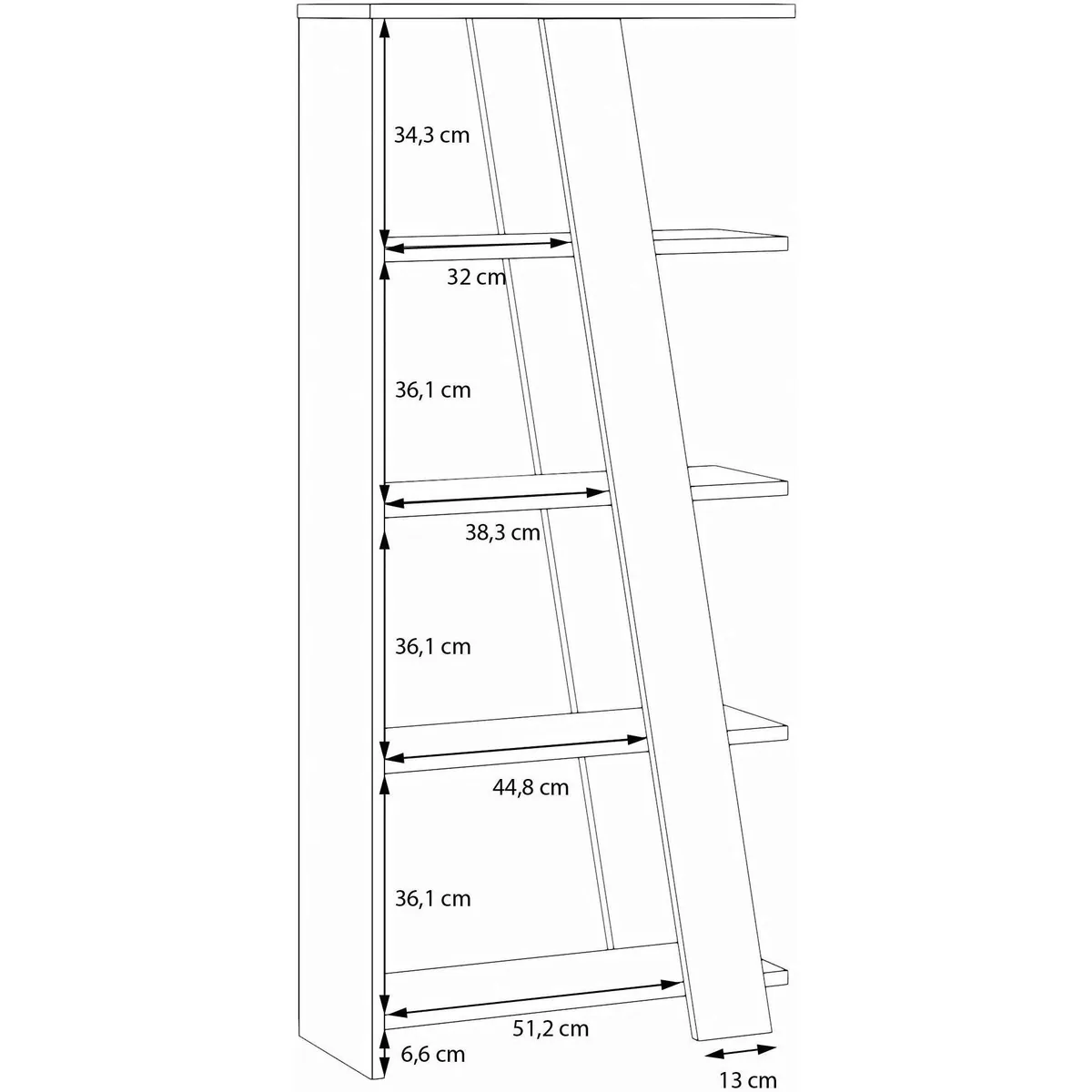 FORTE Standregal, 4 Ablageböden, modernes Design, vielseitig kombinierbar 5