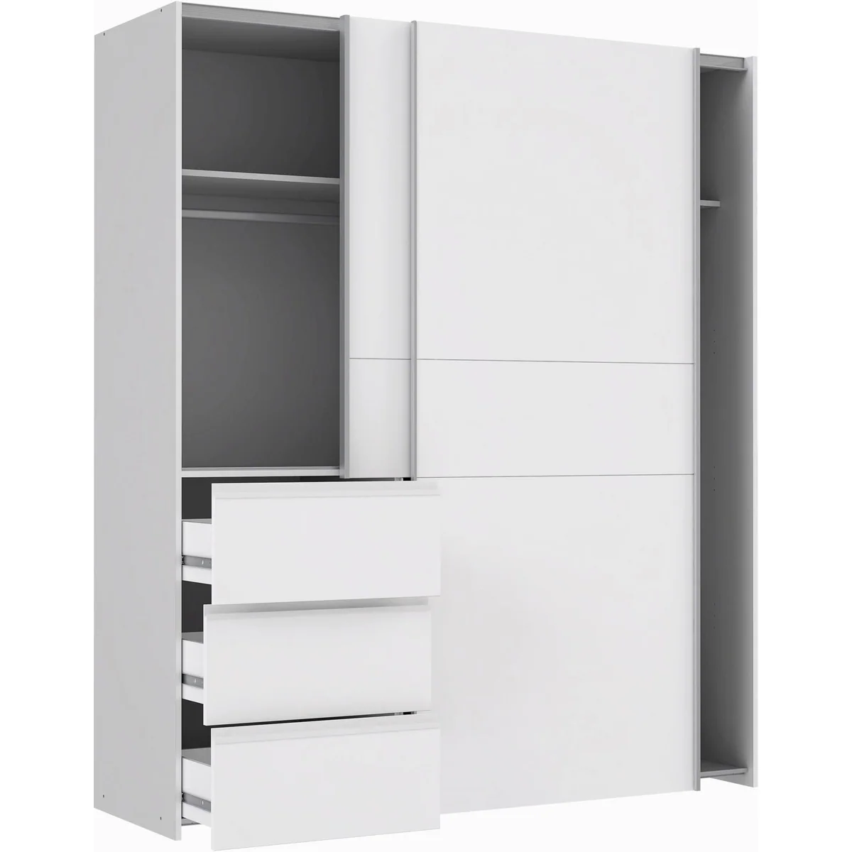 FORTE Schwebetürenschrank Winn, moderner Stauraum mit Schubladen und Metallgriffen 3