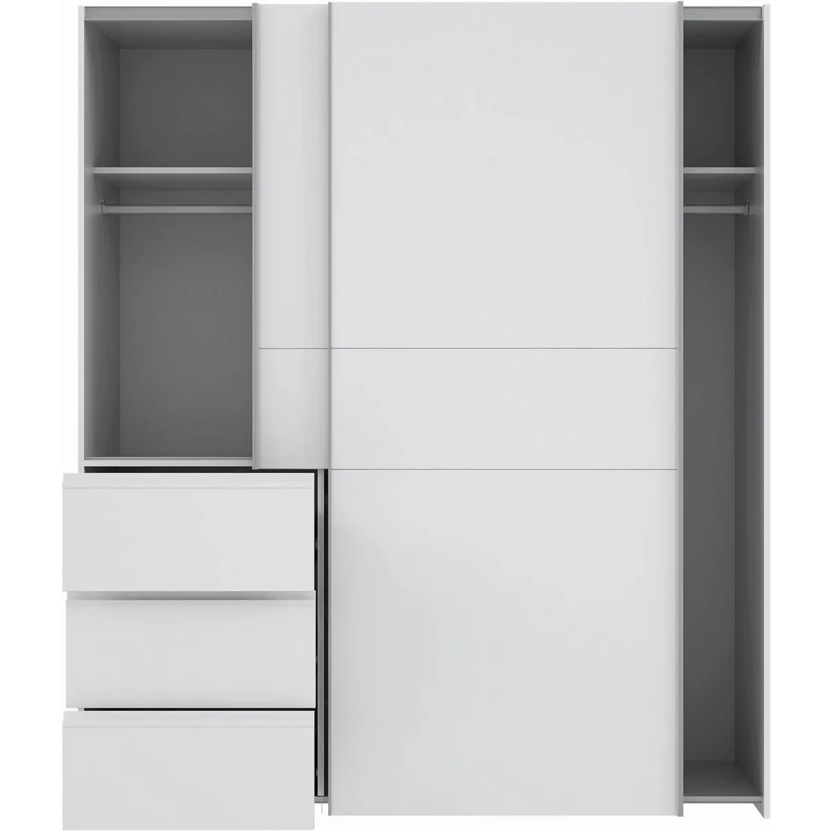 FORTE Schwebetürenschrank Winn, moderner Stauraum mit Schubladen und Metallgriffen 4