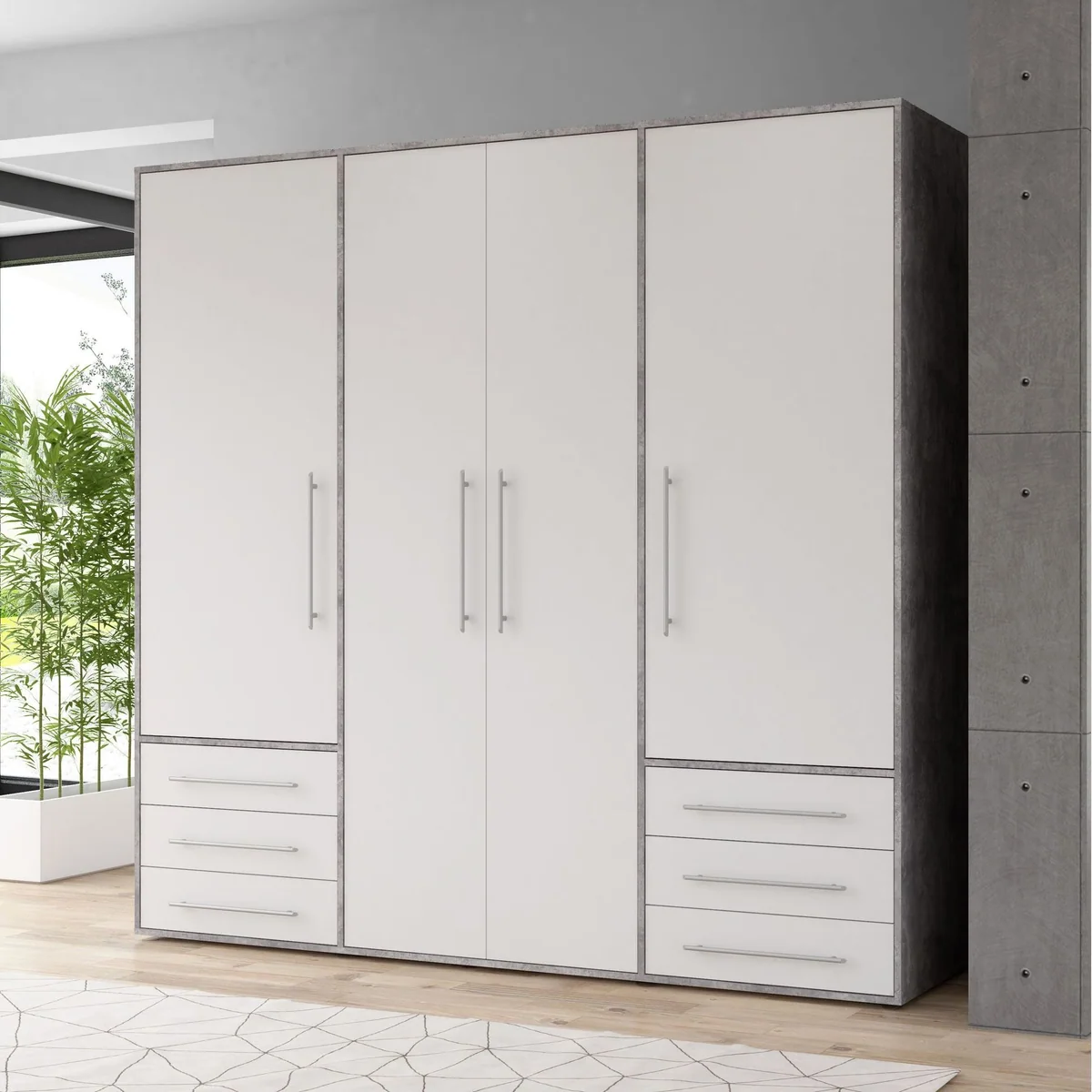 FORTE Mokkaro Drehtürenschrank, zeitloses Design, 4-türig, viel Stauraum 2