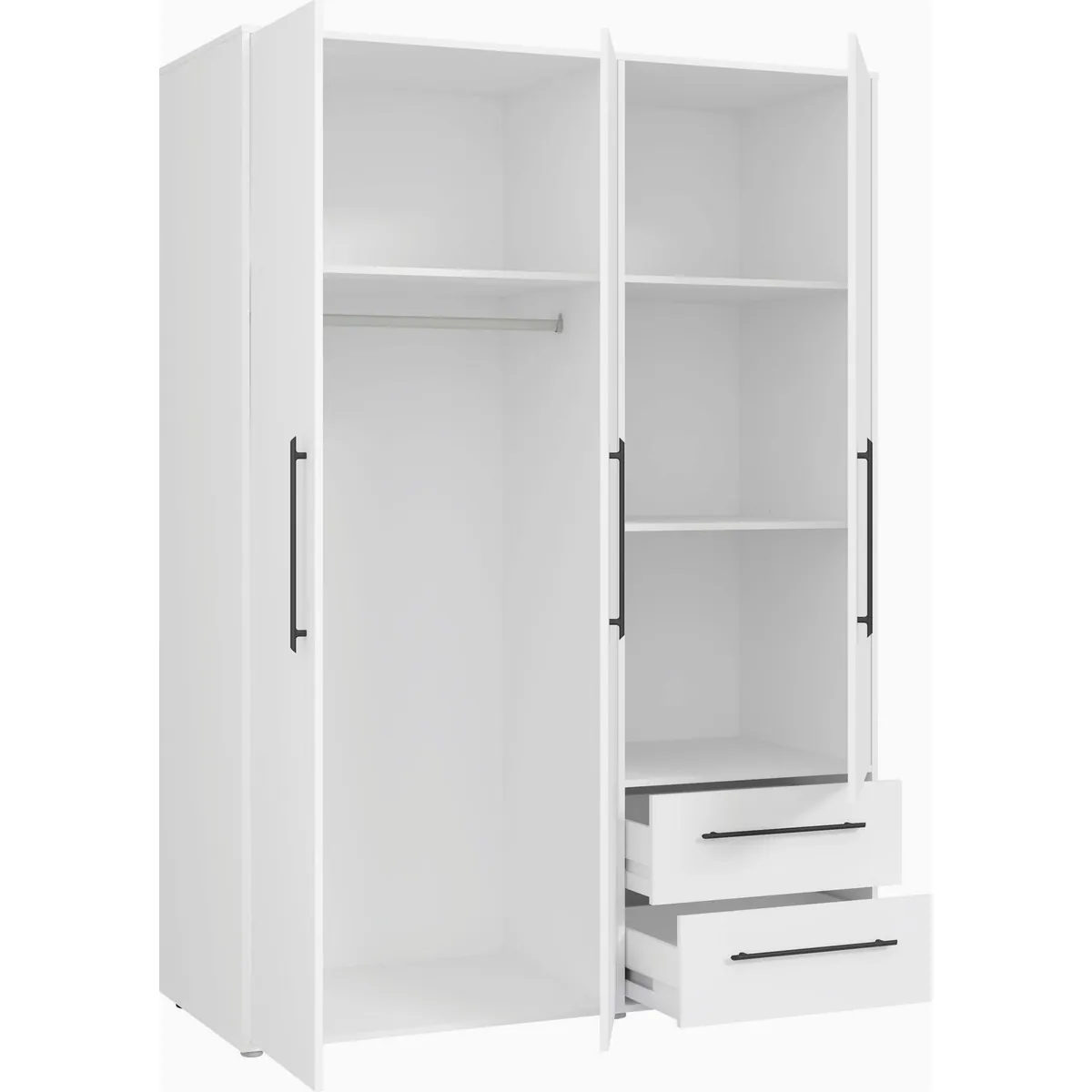 FORTE Mokkaris Kleiderschrank, zeitloses Design, 3 Türen, 2 Schubladen 4