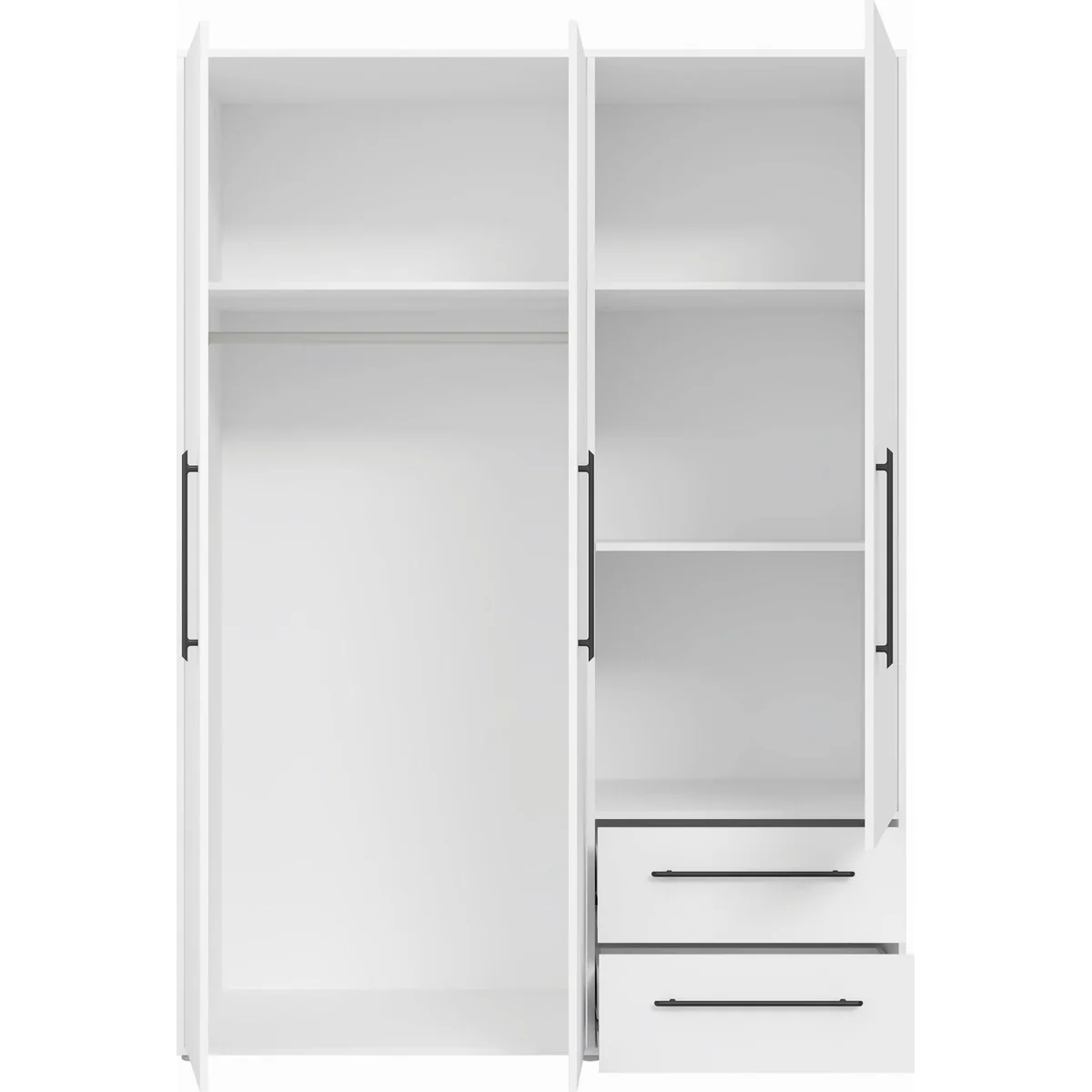 FORTE Mokkaris Kleiderschrank, zeitloses Design, 3 Türen, 2 Schubladen 5