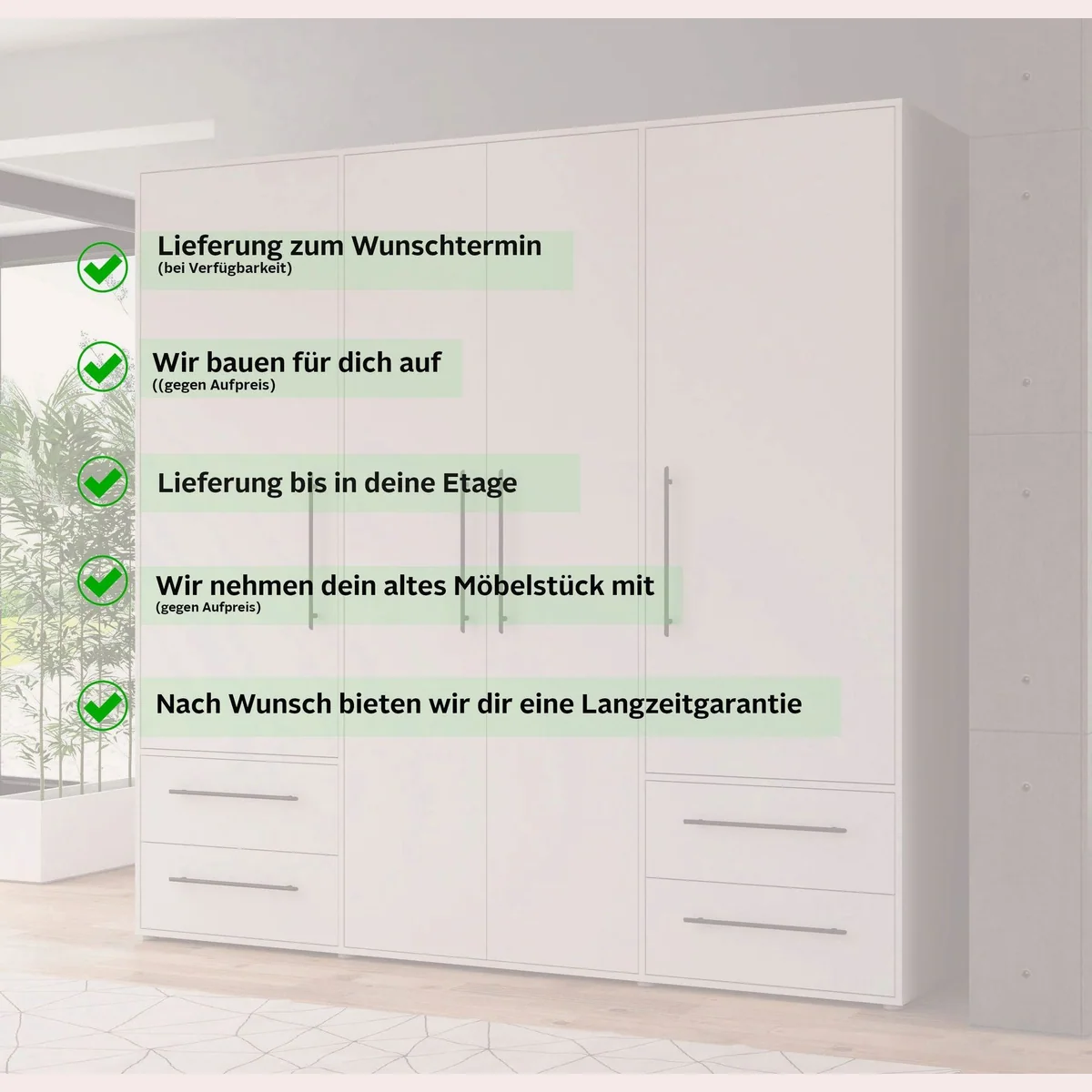 FORTE Mokkaris Kleiderschrank, zeitloses Design, 4 Türen, viel Stauraum 4