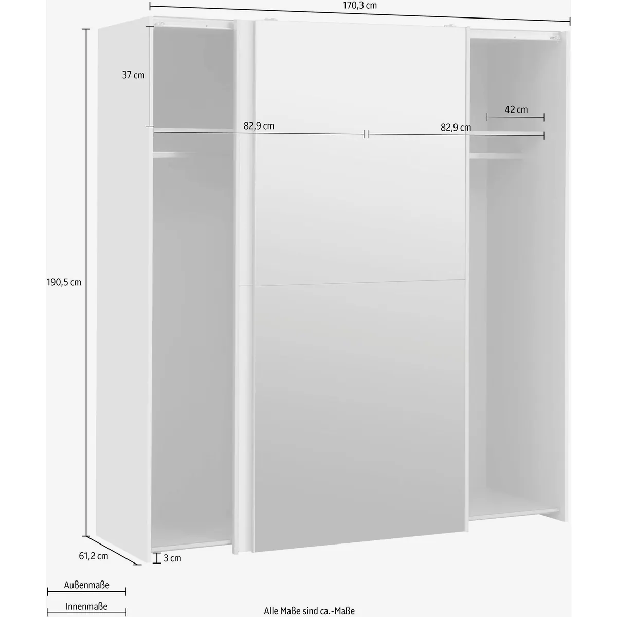FORTE Schwebetürenschrank White Kiss, modernes Design, ideal für kleine Räume 4