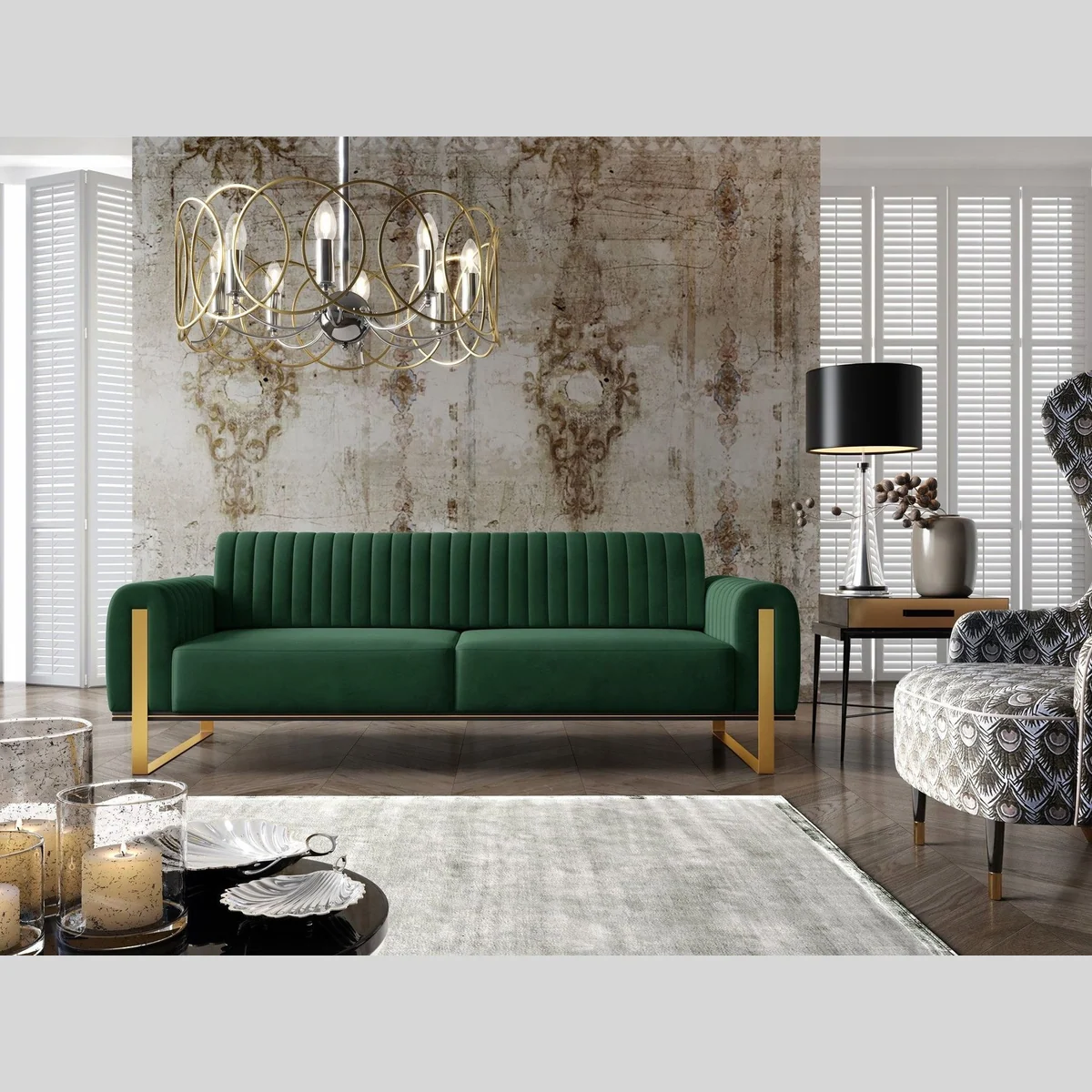 Fun Möbel Sofaset VALERIE 3-2-1, verstellbare Rückenlehne, drehbarer Sessel, eleganter Elisa Velvet Bezug 3