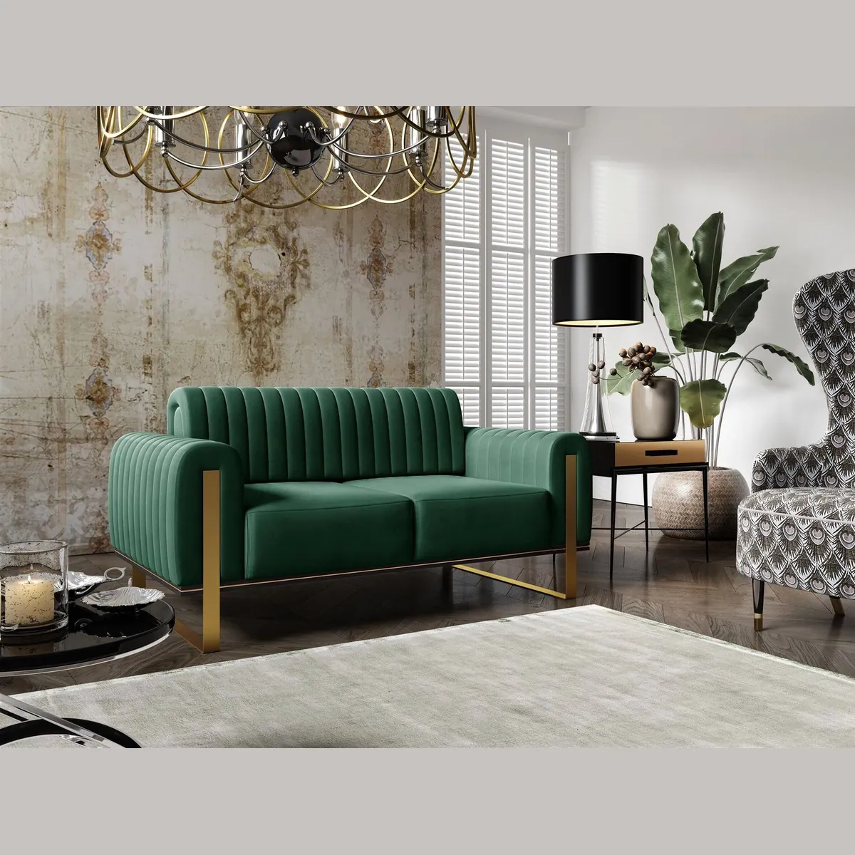 Fun Möbel Sofaset VALERIE 3-2-1, verstellbare Rückenlehne, drehbarer Sessel, eleganter Elisa Velvet Bezug 4