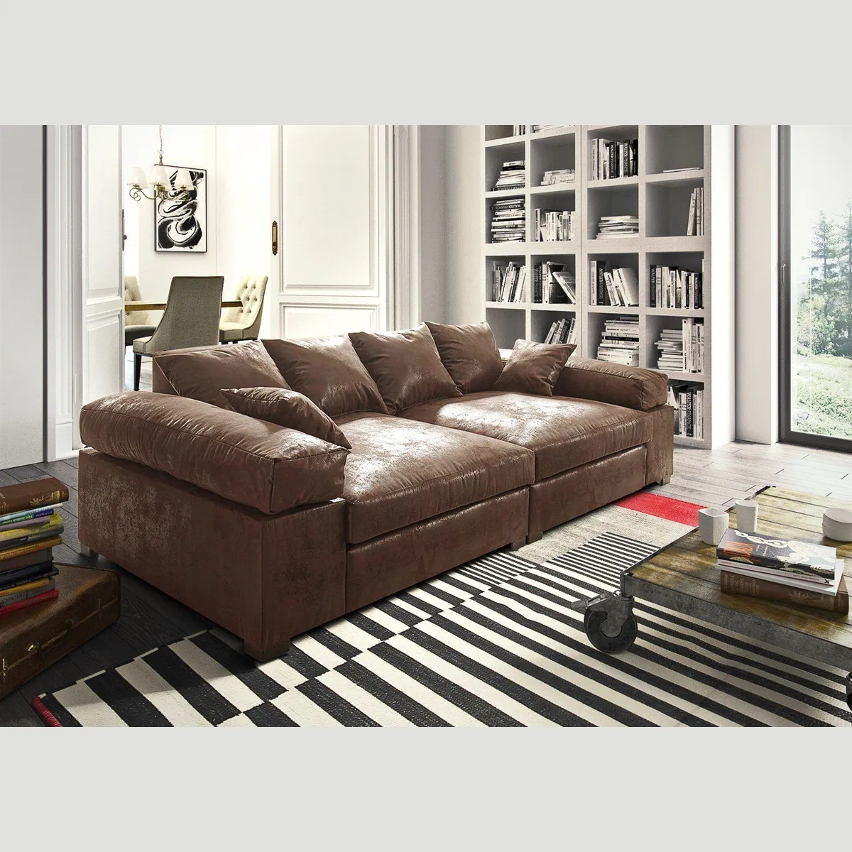 Fun Möbel AREZZO Big Sofa, hoher Komfort, zeitloses Design, inklusive Zierkissen