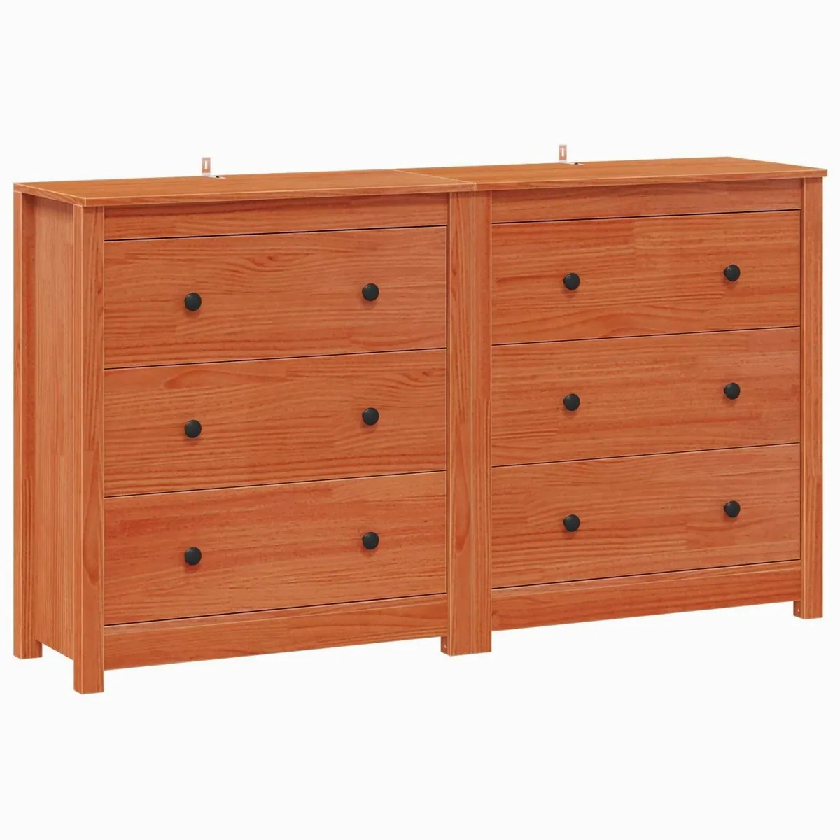 furnicato Sideboard Anrichte, Massivholz, 6 Schubladen, wachsbraun 2