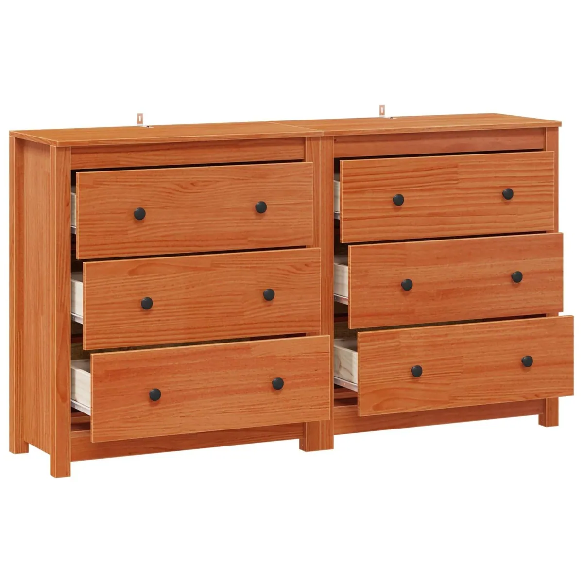 furnicato Sideboard Anrichte, Massivholz, 6 Schubladen, wachsbraun 5