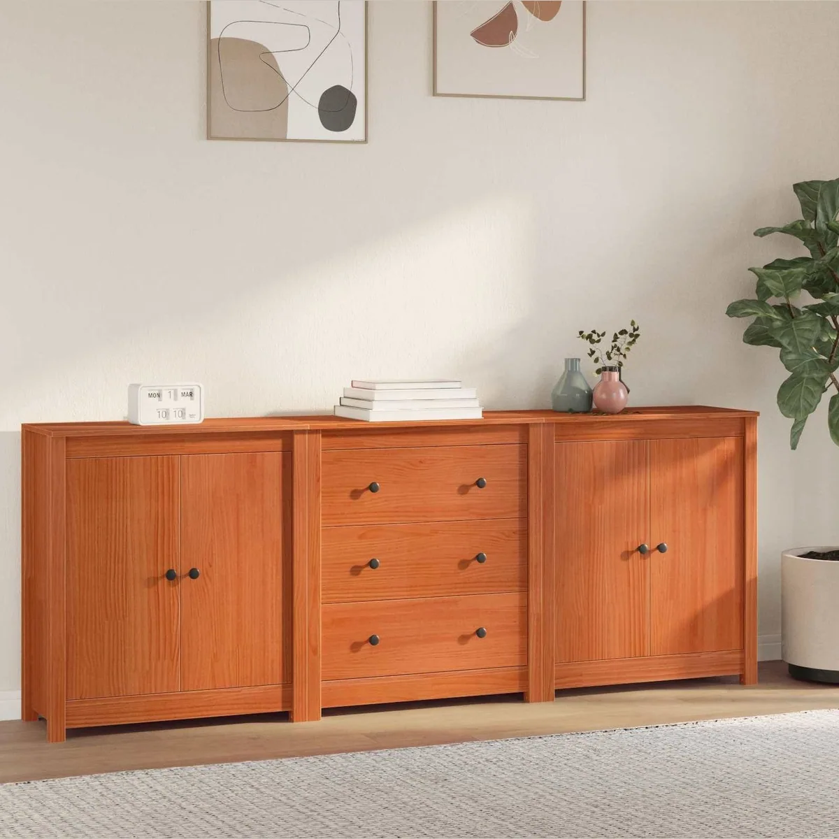 furnicato Sideboard Massivholz, elegantes Design, viel Stauraum, pflegeleichte Oberfläche