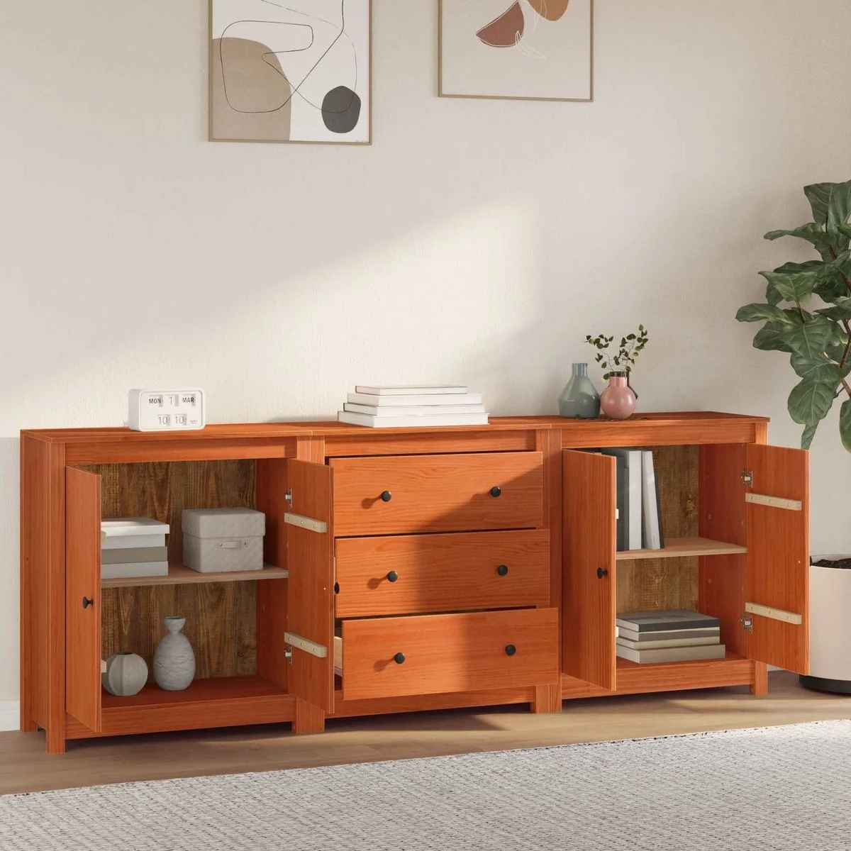 furnicato Sideboard Massivholz, elegantes Design, viel Stauraum, pflegeleichte Oberfläche 4