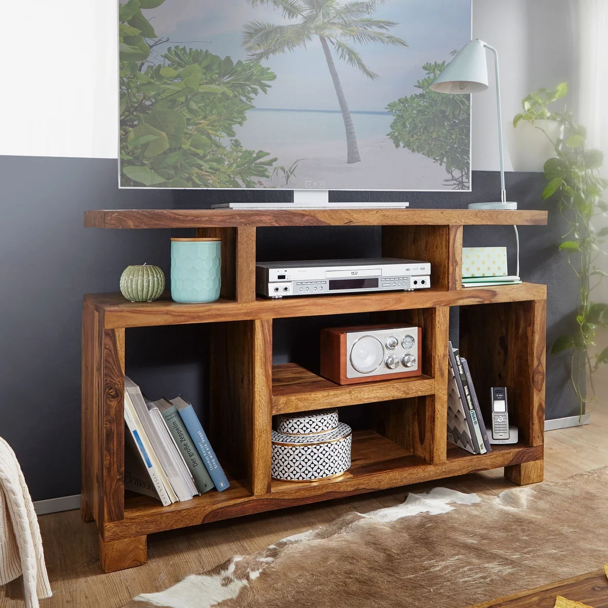 furnicato Sideboard Anrichte, Massivholz, elegantes Walnuss Finish — vielseitig einsetzbar, stabil, pflegeleicht 2