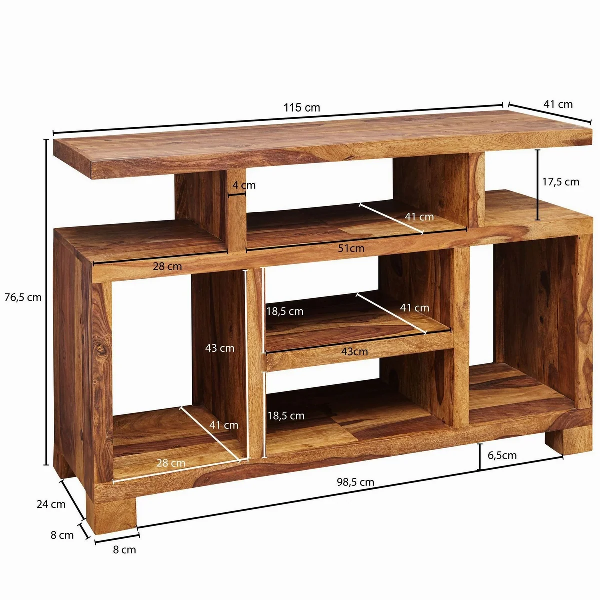 furnicato Sideboard Anrichte, Massivholz, elegantes Walnuss Finish — vielseitig einsetzbar, stabil, pflegeleicht 4