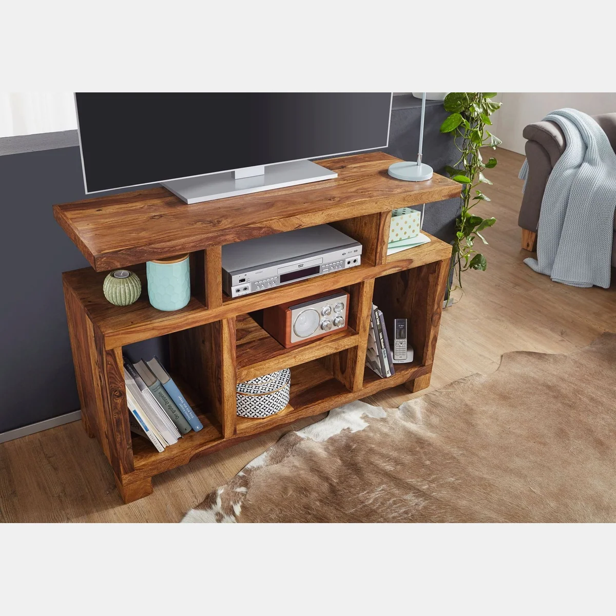 furnicato Sideboard Anrichte, Massivholz, elegantes Walnuss Finish — vielseitig einsetzbar, stabil, pflegeleicht 5