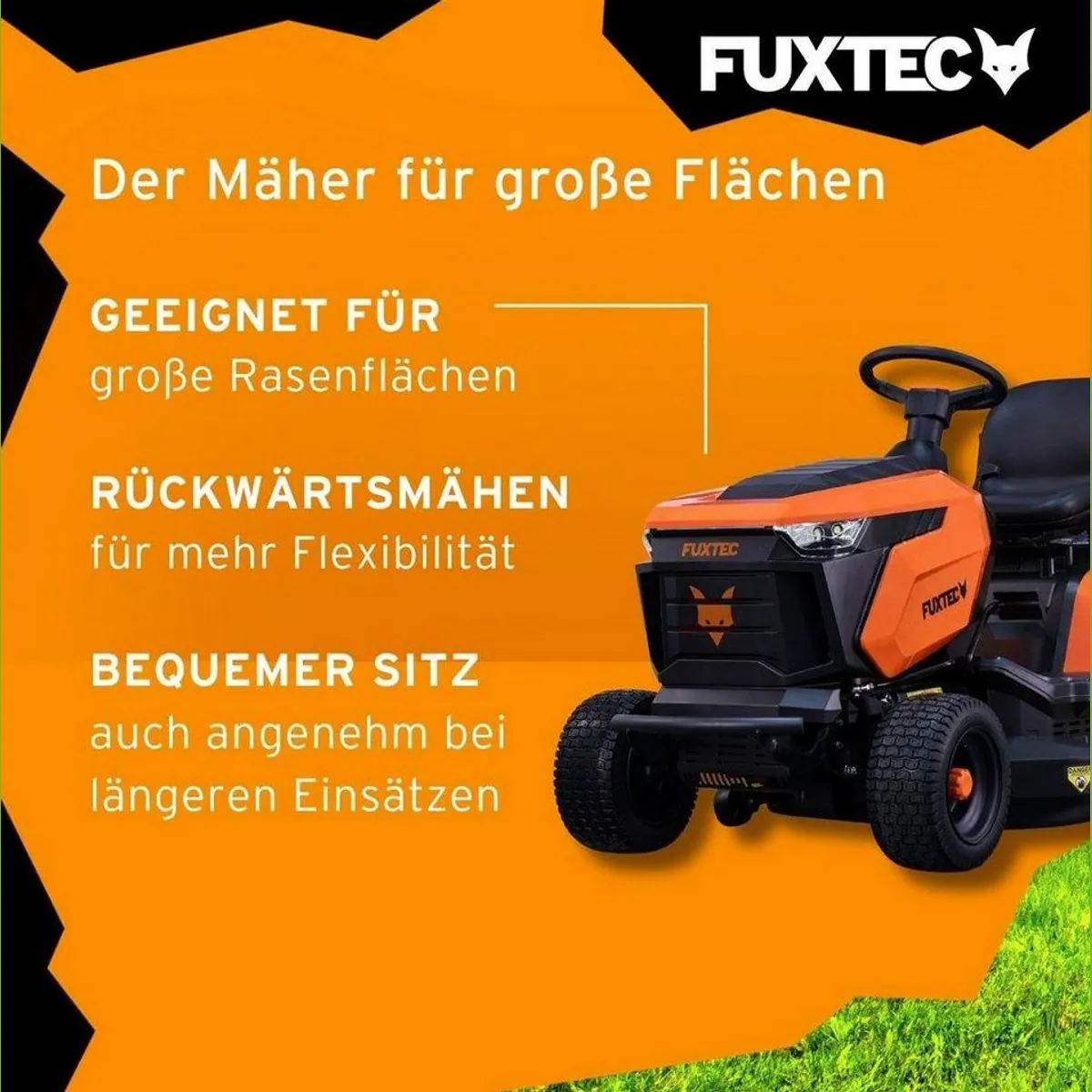 FUXTEC FX-RMT84M Rasentraktor, 83 cm Schnittbreite, 30-90 mm Schnitthöhe, 280 L Fangkorb 3