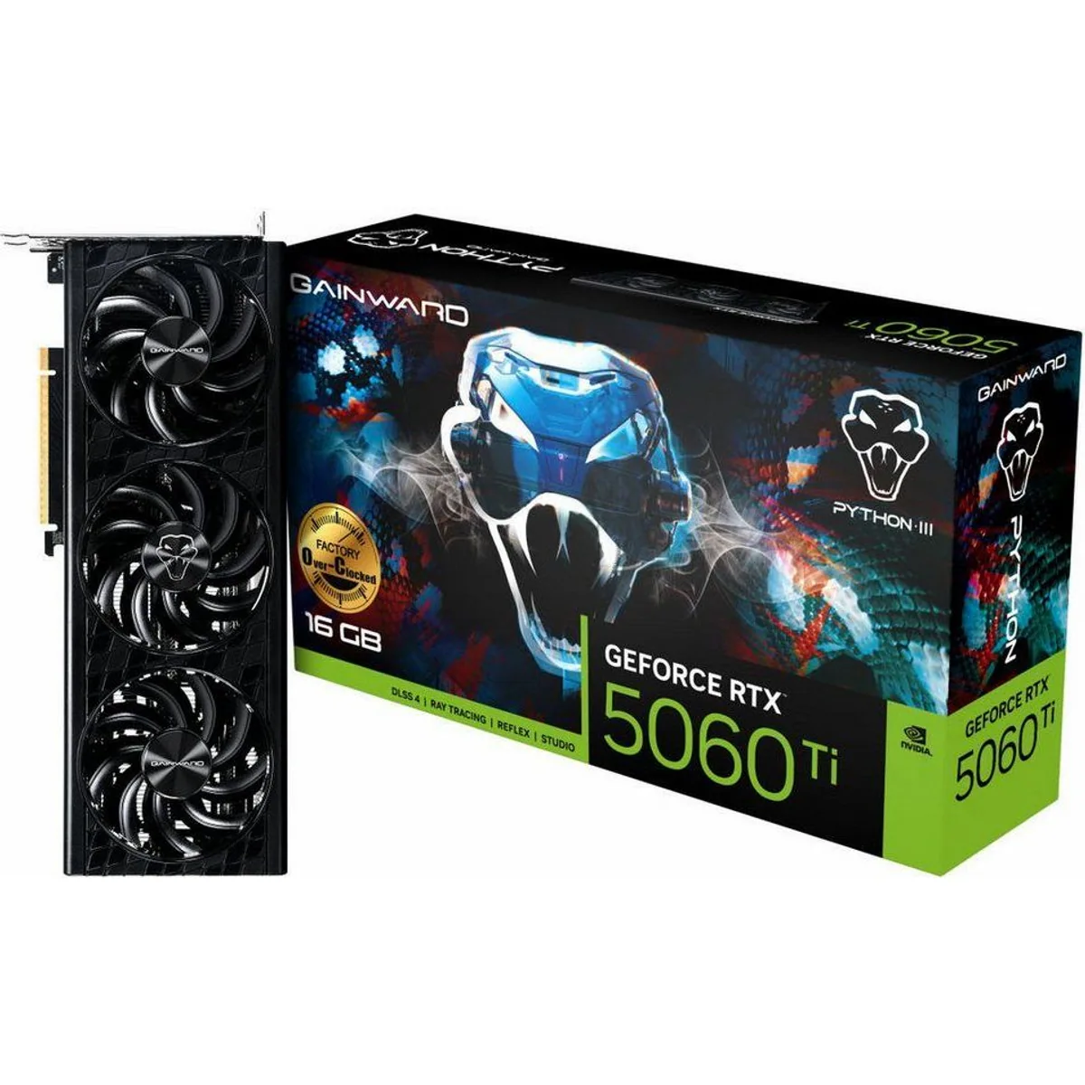 Gainward GeForce RTX 5060 Ti Python III OC, 16GB GDDR7, Triple-Fan-Kühlsystem
