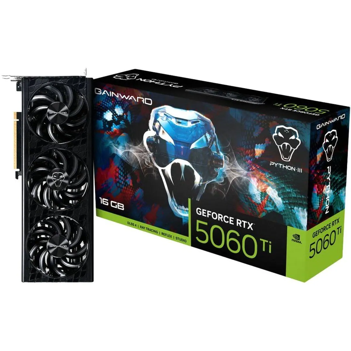 Gainward GeForce RTX 5060 Ti Python III, 16 GB GDDR7, Triple-Fan-Kühlsystem