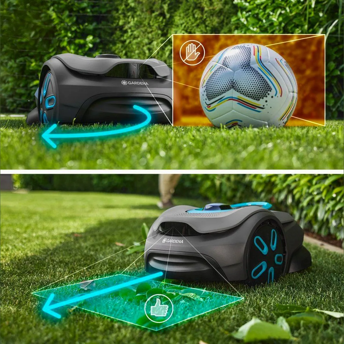 GARDENA Rasenmähroboter smart SILENO sense 600, kabellose Installation, Trim-to-Edge, LONA Intelligence 4