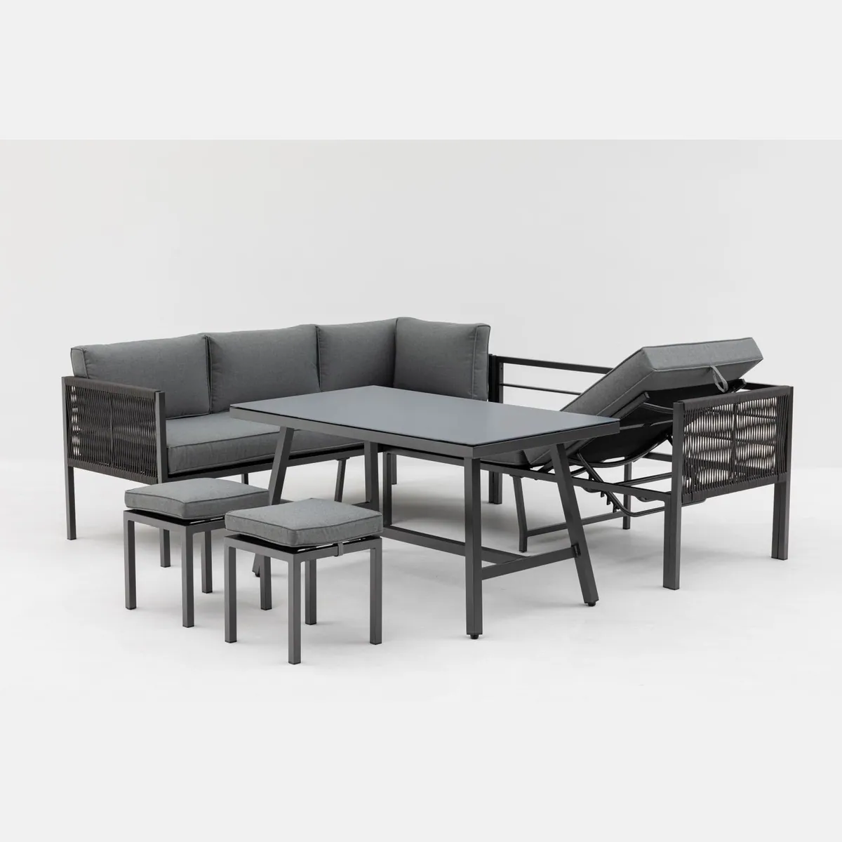Gardissimo Gartenlounge-Set Aruba, stilvoll und flexibel — 4-tlg. Alu Lounge Set mit verstellbarer Liegefläche 3
