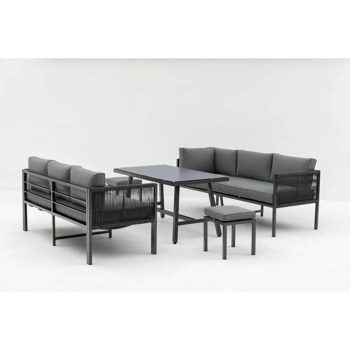 Gardissimo Gartenlounge-Set Aruba, stilvoll und flexibel — 4-tlg. Alu Lounge Set mit verstellbarer Liegefläche 4