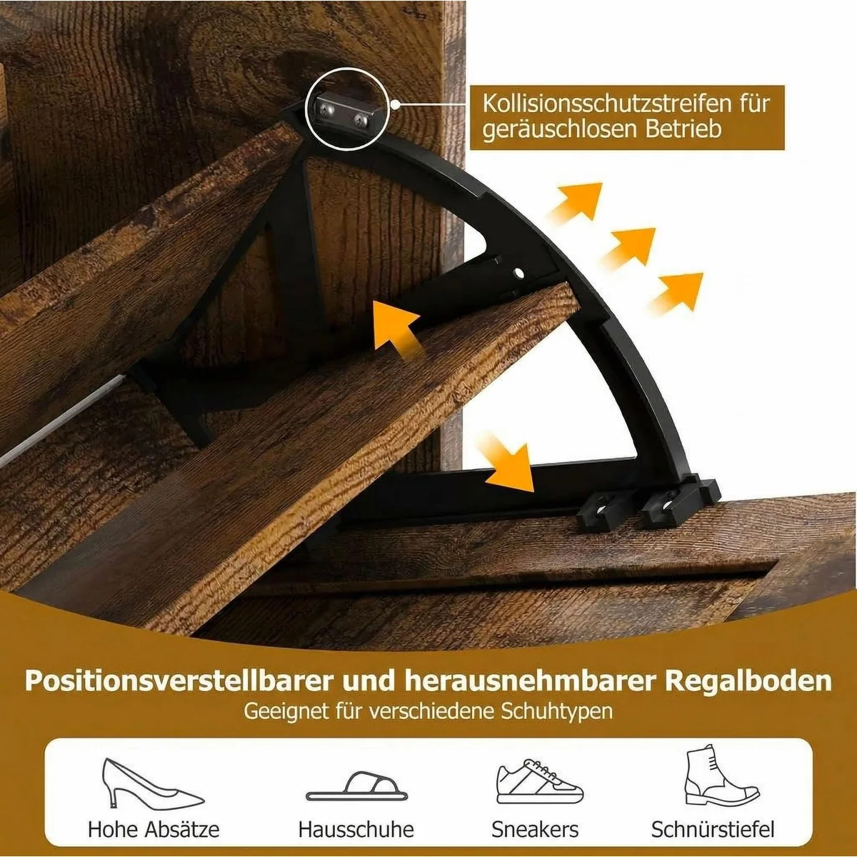 GarveeMore Rattan Schuhschrank, geräumig mit 3 Klappschubladen und 4-stufigem Regal 5